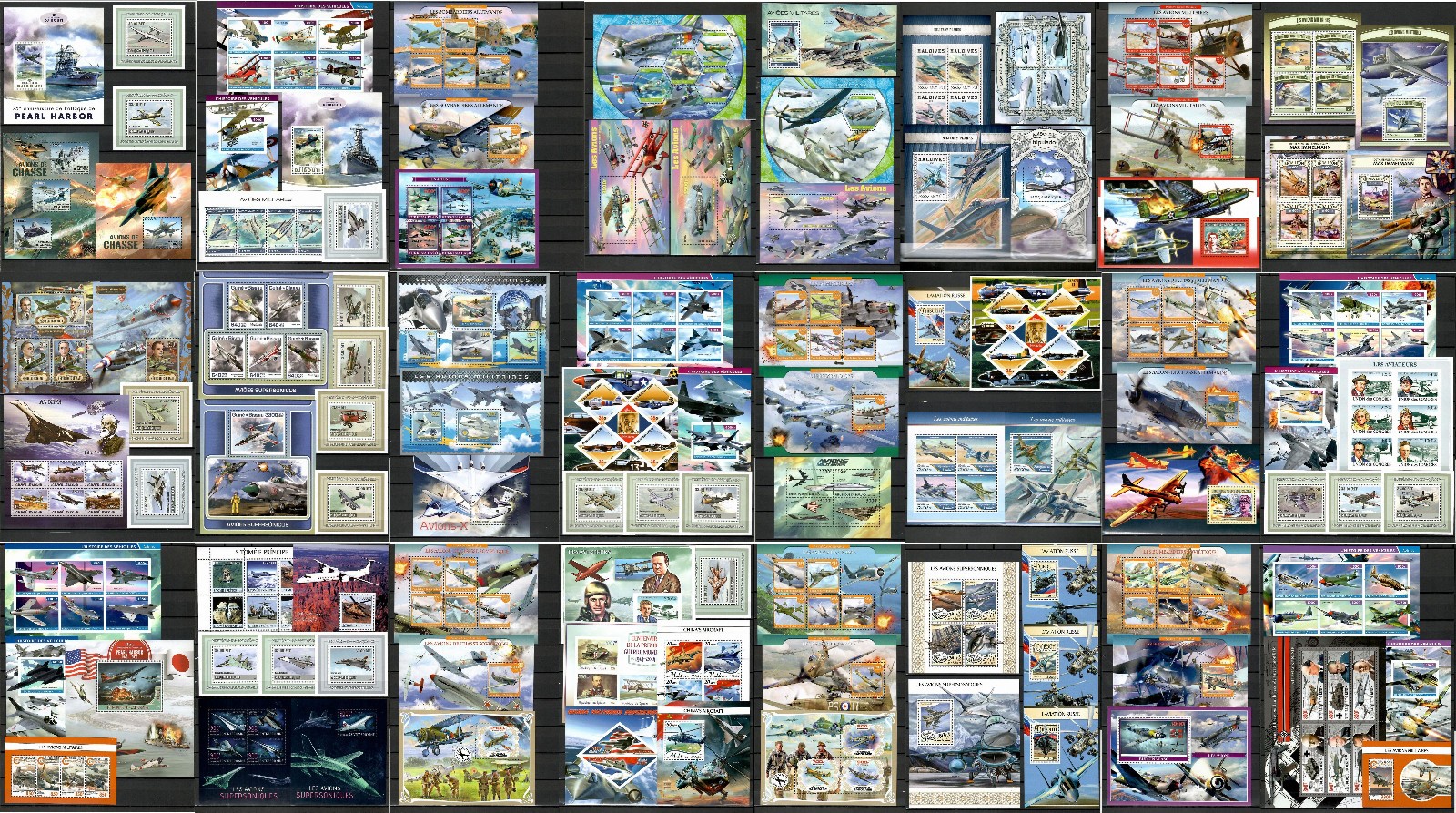 AIRCRAFT military planes - Lot 100 souvenir sheets - collection MNH #S3