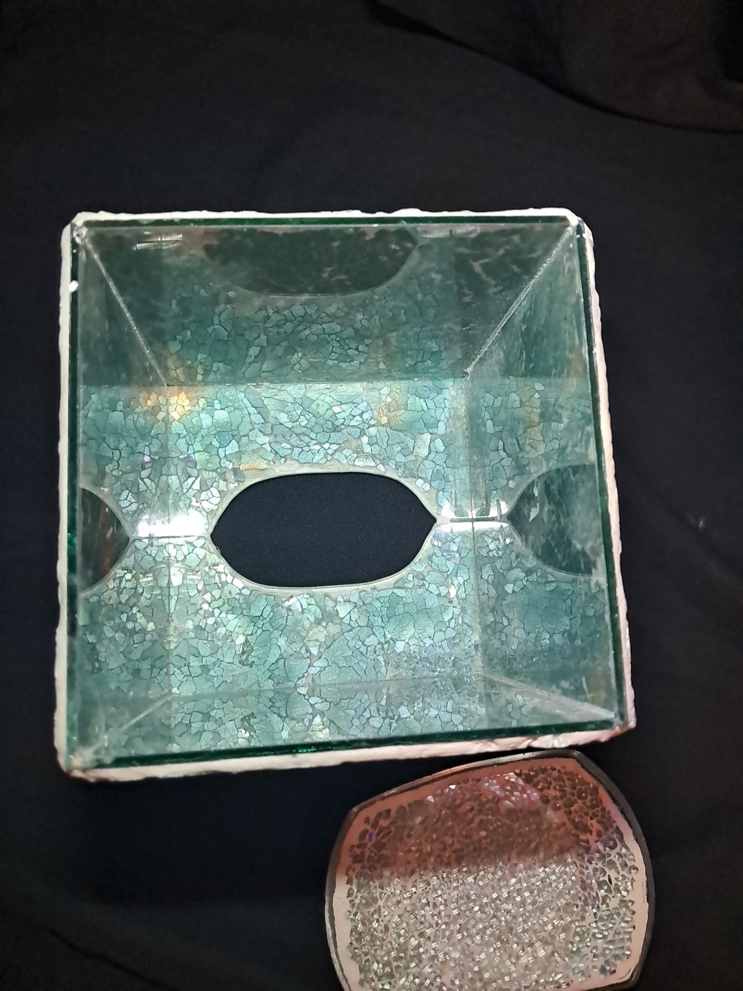 Teal Mosaic Tissue Cover Soap Dispenser And Soap Dish
