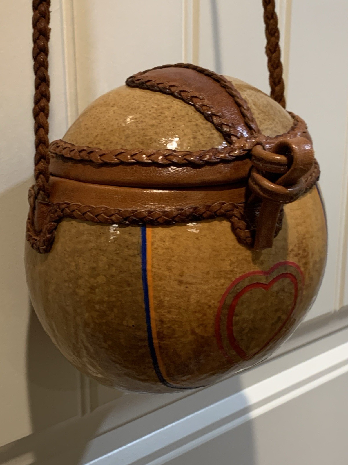 Vintage Handmade Gourd/Leather Calabash Shoulder Bag