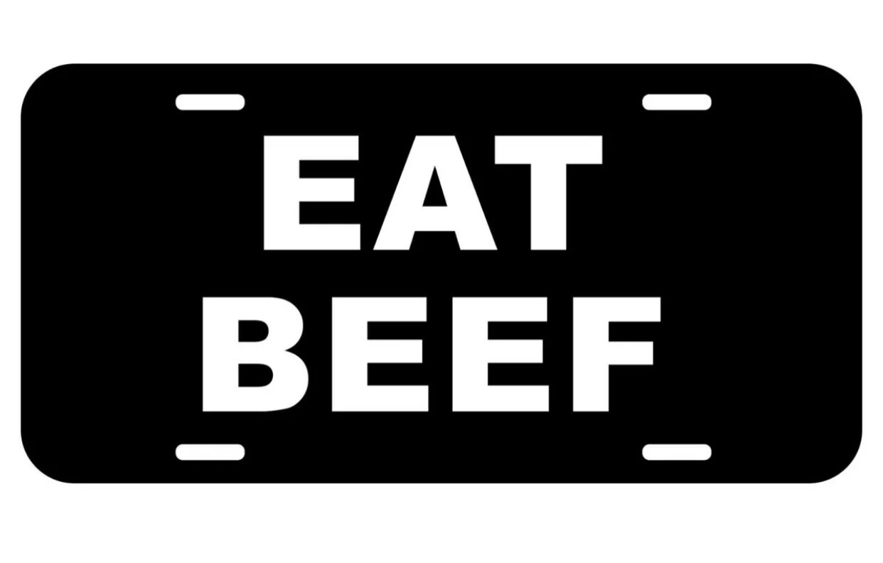 Eat BEEF Aluminum Metal Black License Plate novelty Tag Farmer Cattle Truck Car