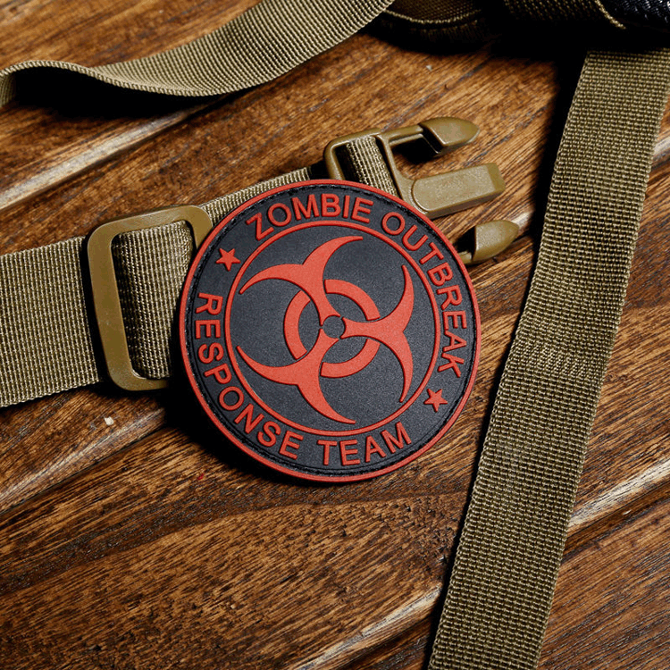 Red ZOMBIE HUNTER OUTBREAK RESPONSE TEAM PVC TACTICAL BIOHAZARD PATCH