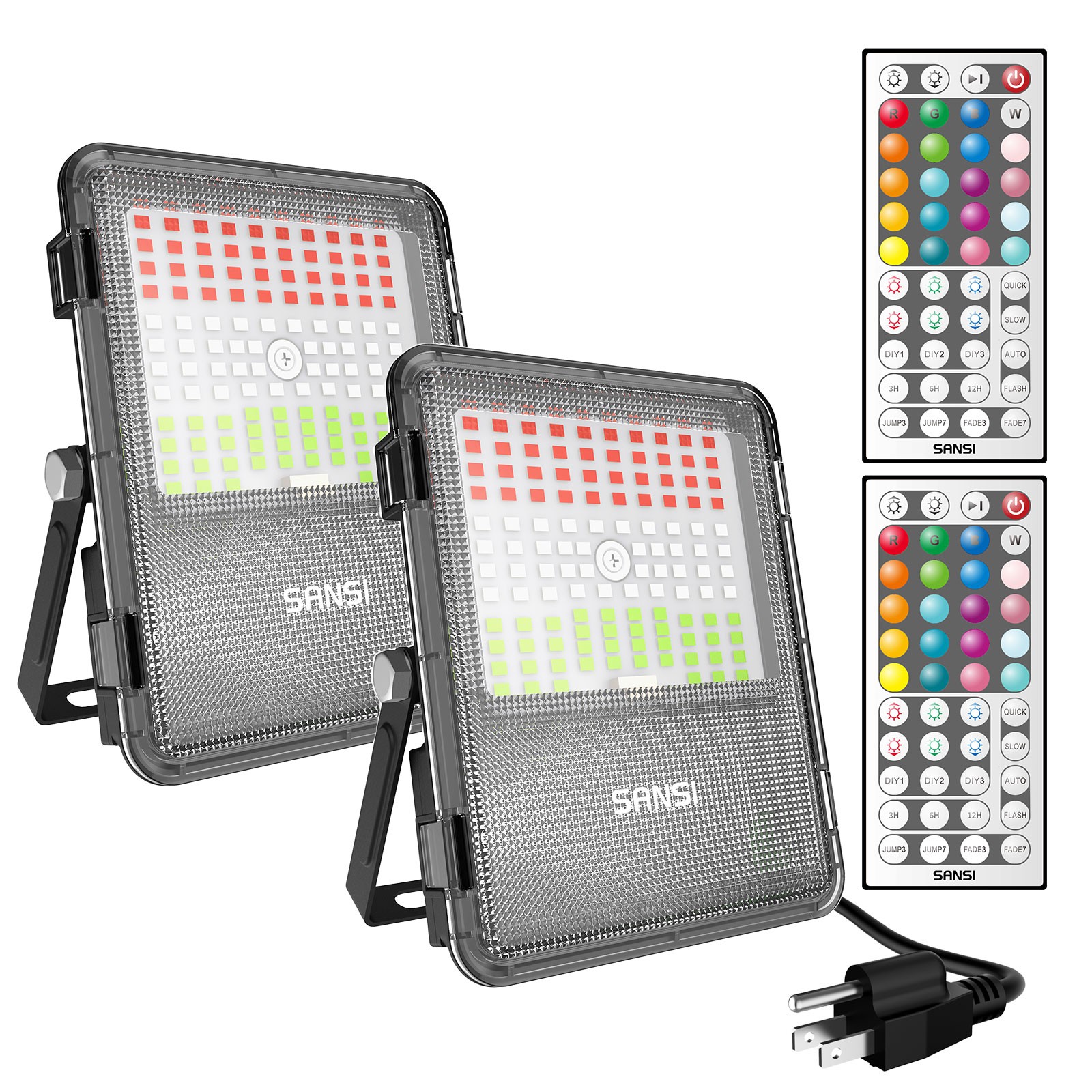 2 pack LED Flood Lights 1200W Equivalent Colour Changing Outdoor RGB Light SANSI