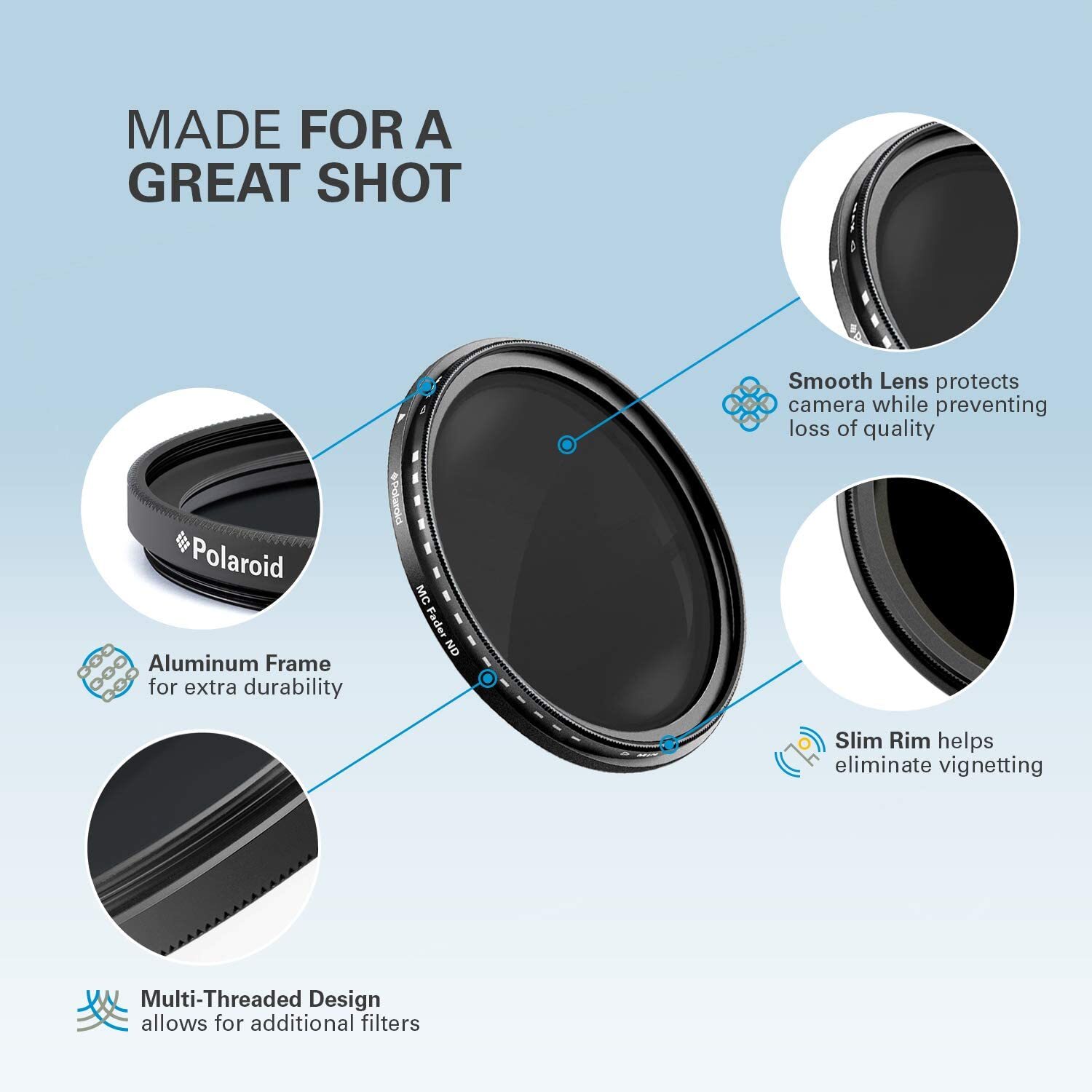 Polaroid Optics 58mm Variable Range ND2-ND2000 Neutral Density (ND) Fader Filter