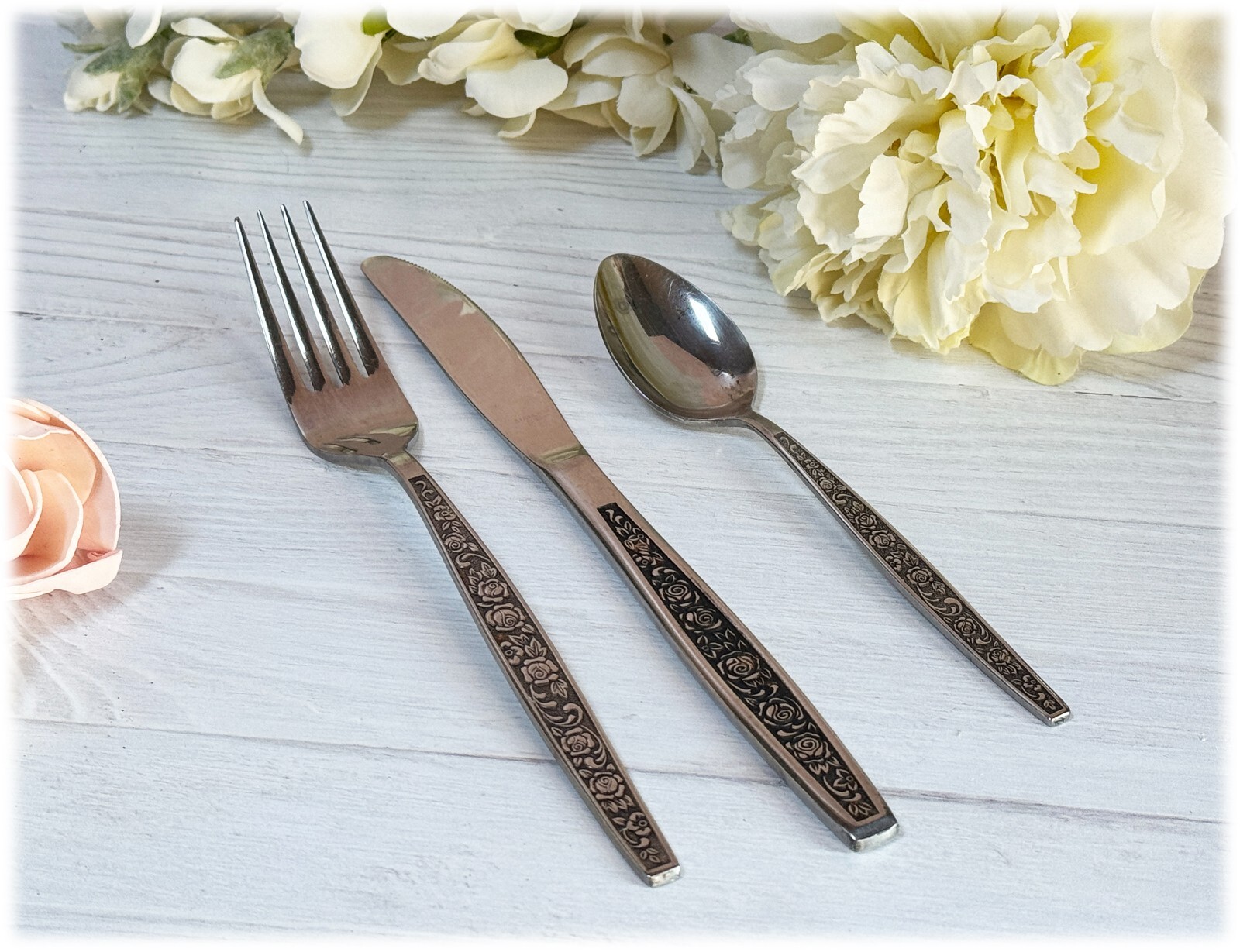 MCM Granada Rose Flatware Teaspoon Fork Knife Japan Stainless Steel YOU CHOOSE