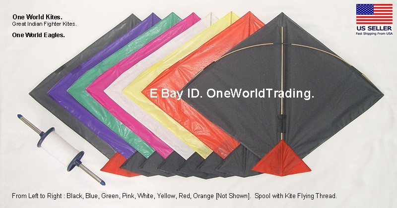 Indian Eagle Kites Set. Paper. 5 Kites + 1 [ Kite Line + Spool ]. USA.
