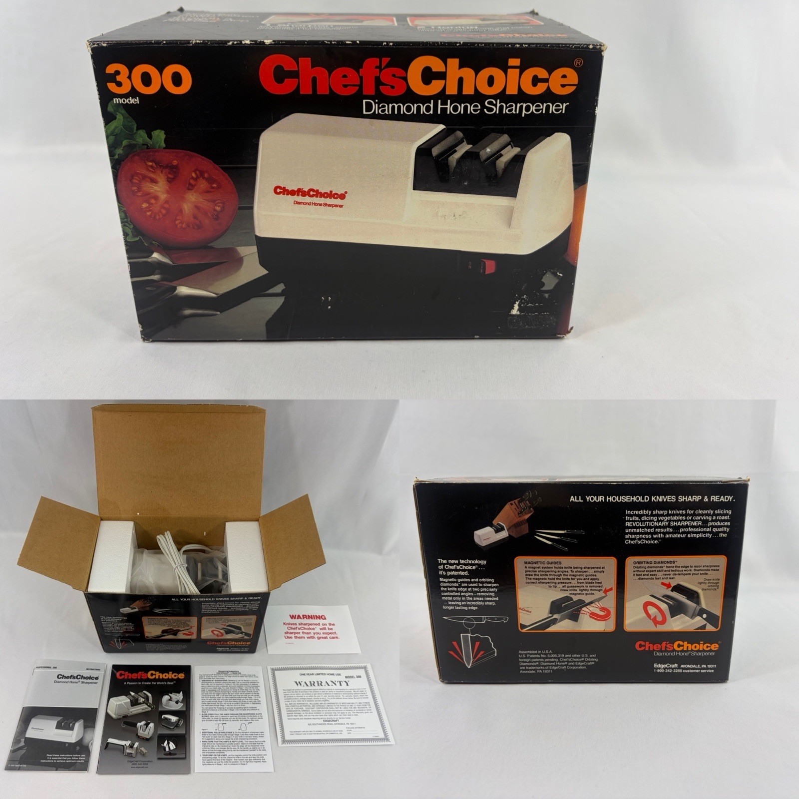 Vintage 1990s Chef’sChoice Model 300 Diamond Hone Knife Sharpener NEW In Box
