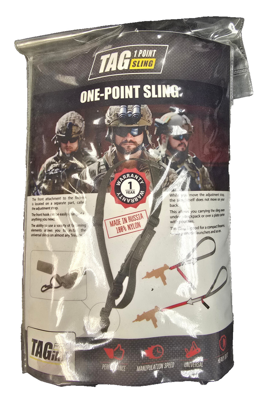 TAGinn TAGsling 1 Point Rifle Sling - Black (Single Point)
