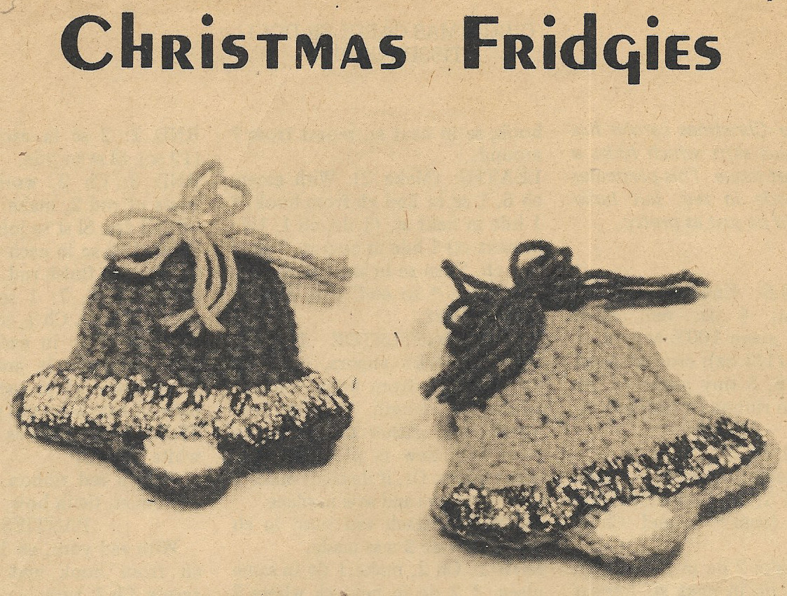 vint. Christmas Bell Fridgies crochet pattern instructions