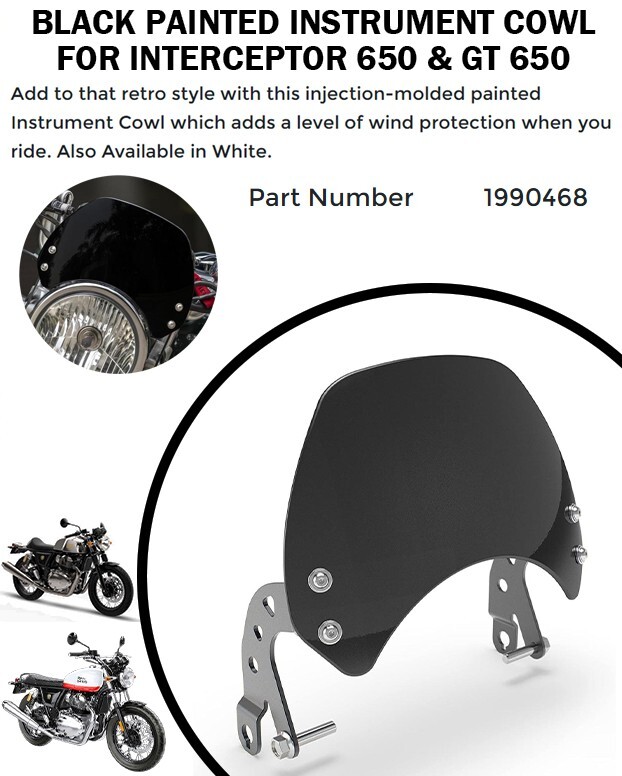 "BLACK PAINTED INSTRUMENT COWL" FIT FOR ROYAL ENFIELD INTERCEPTOR 650 & GT 650