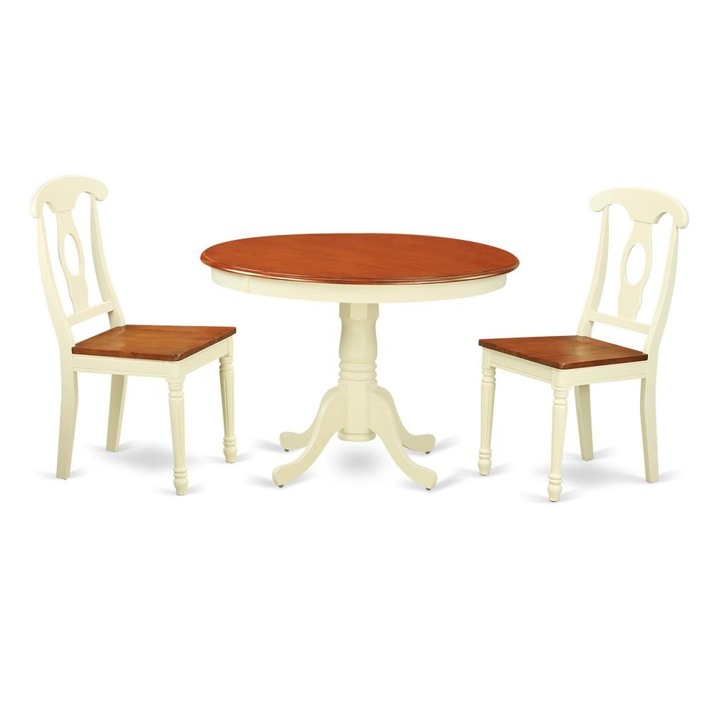 3  Pc  set  with  a  Round  Kitchen  Table  and  2  Wood  Dinette  Chairs ...
