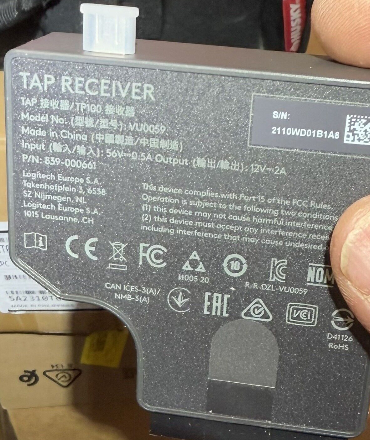 Logitech Tap Receiver 839-000661 VU0059 C-6