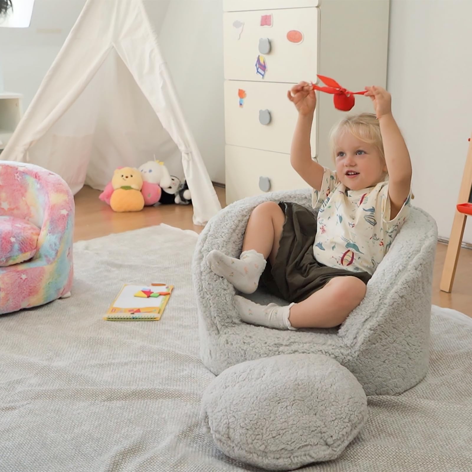 Snug-Arch Toddler Couch, Comfy Foam Baby Chair, Ergonomic Toddler Chair with ...