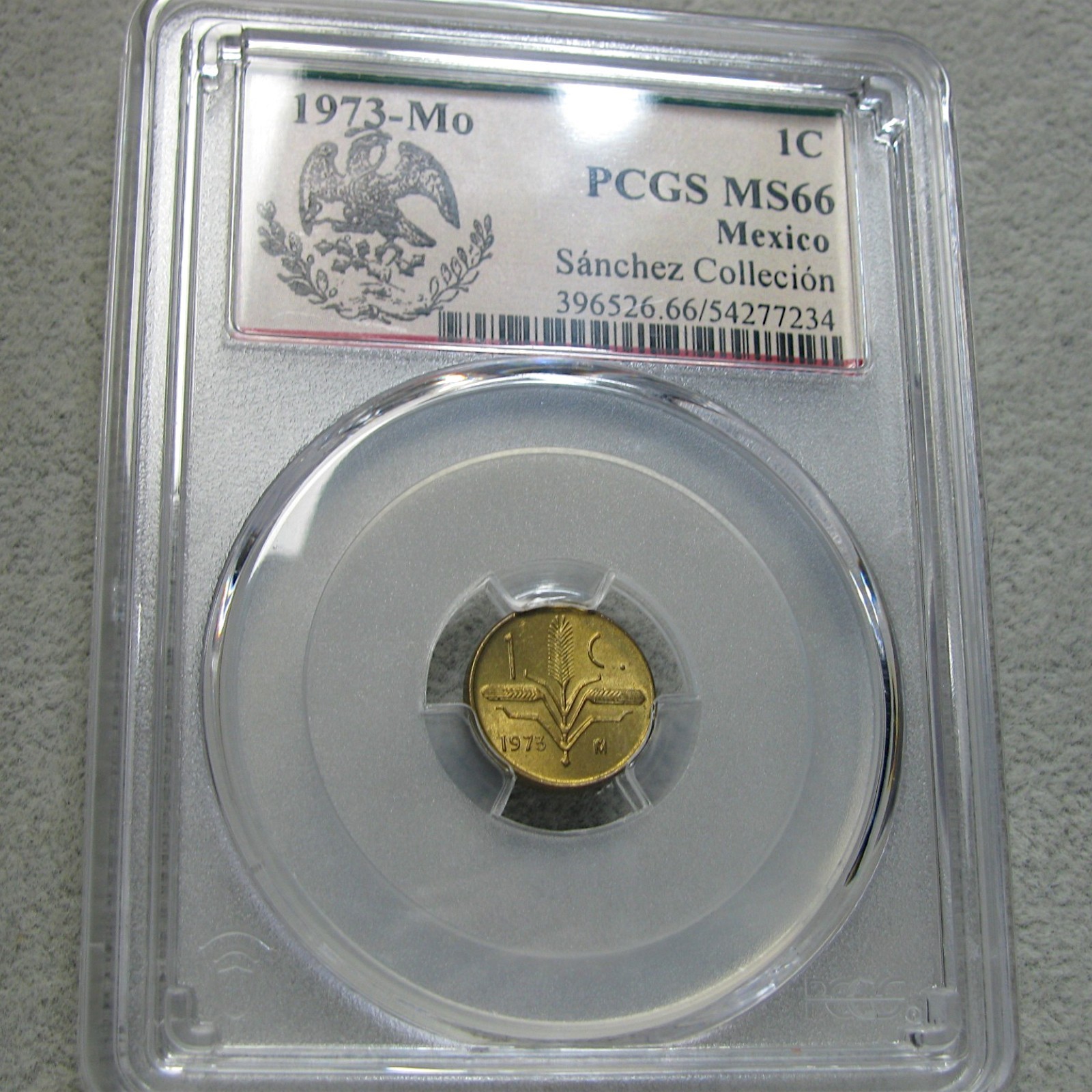 1973-Mo 1 Centavo Rare Key Mexico TOP POP ---- MS-66 PCGS Graded ---- #876C