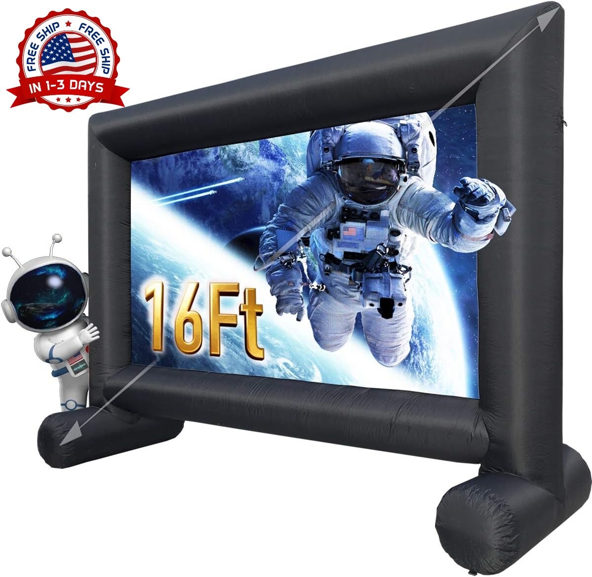 Pantalla De Proyección De Películas Inflable De 16 Pies Con Soplador De 240W NEW