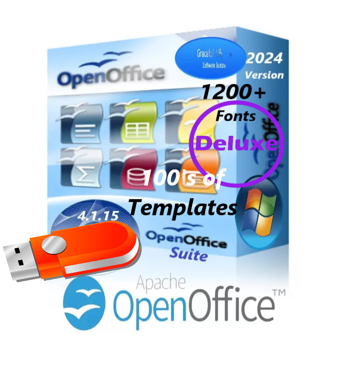OpenOffice Suite Software DELUXE ~ for Windows ~ Word Home Student Business