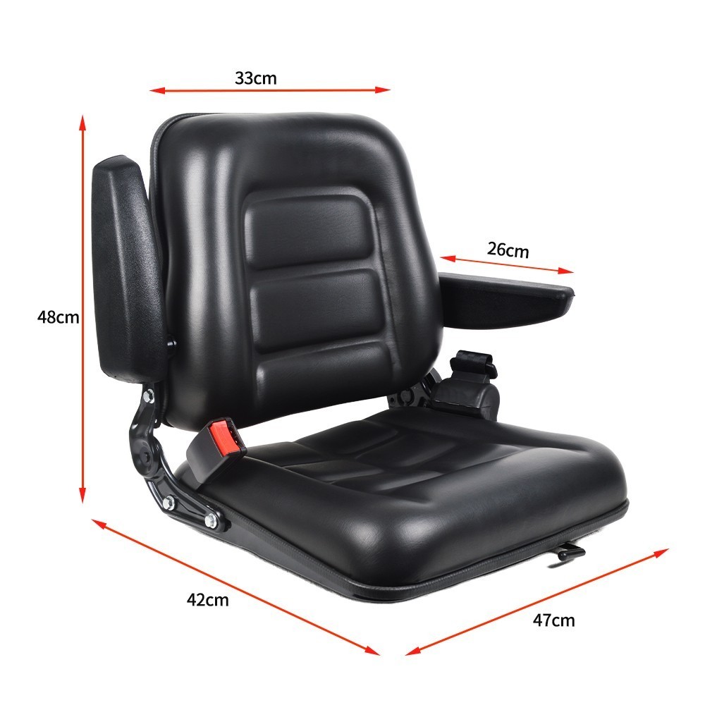 Universal Tractor Forklift Seat Excavator Adjustable Backrest Armrest Safty Belt