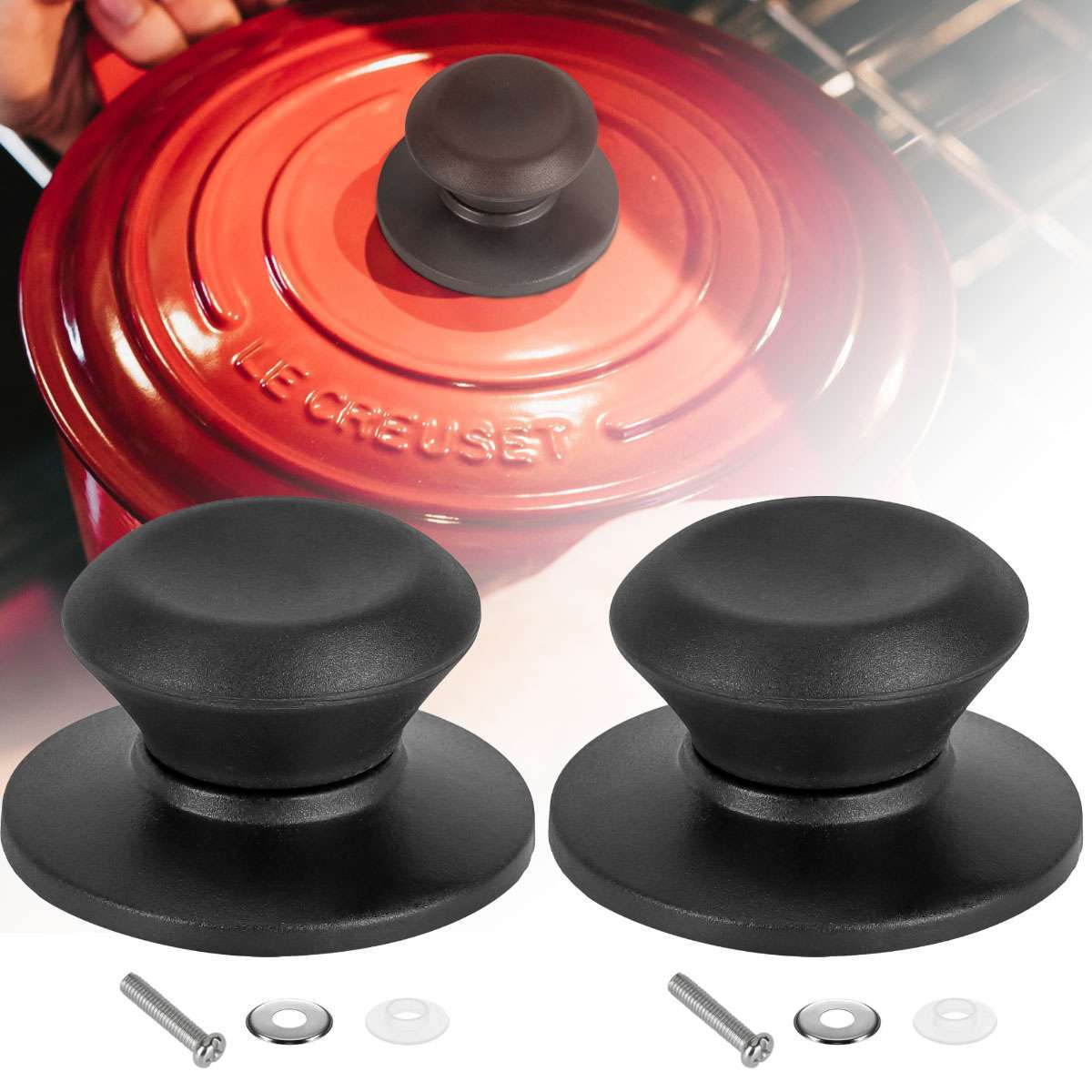 Pot Lid Knobs Handles Replacement Plastic Pan Lid Handle Crock Universal 2 PCS
