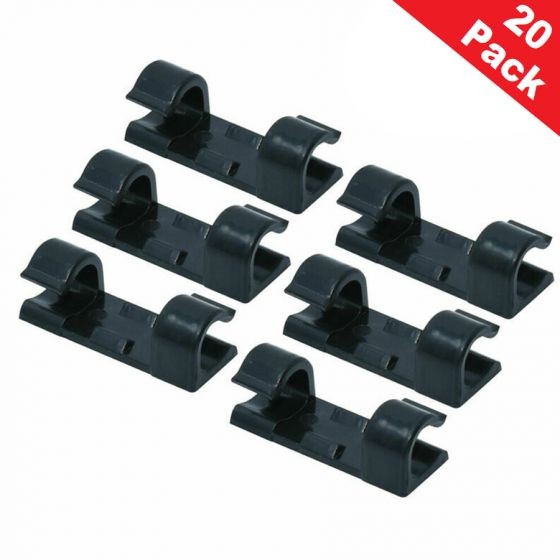 20 Self Adhesive Cable Clips for Wire Organization on All Surfaces, Black