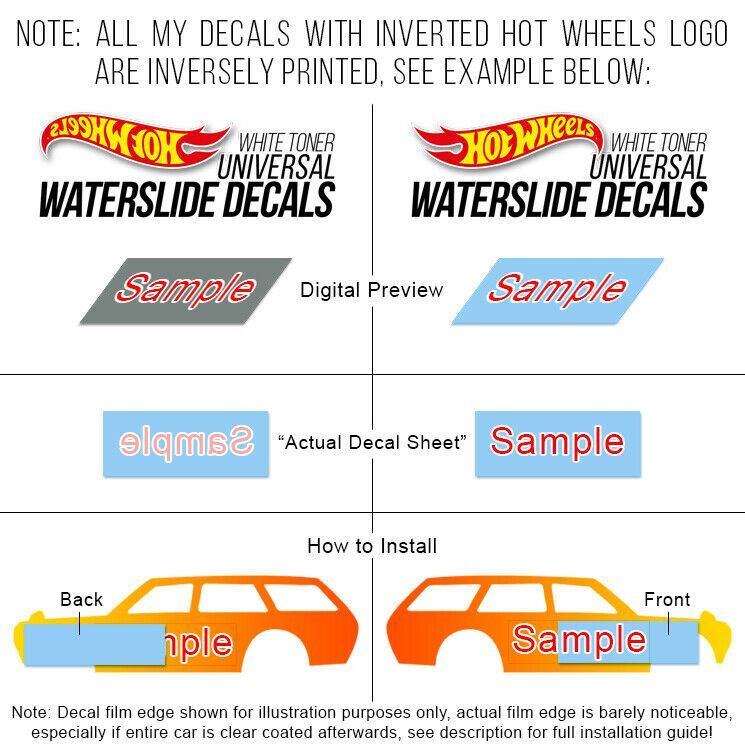1/64 GENERAL LEE v2 Custom White Toner Universal WaterSlide Decal for Hot Wheels