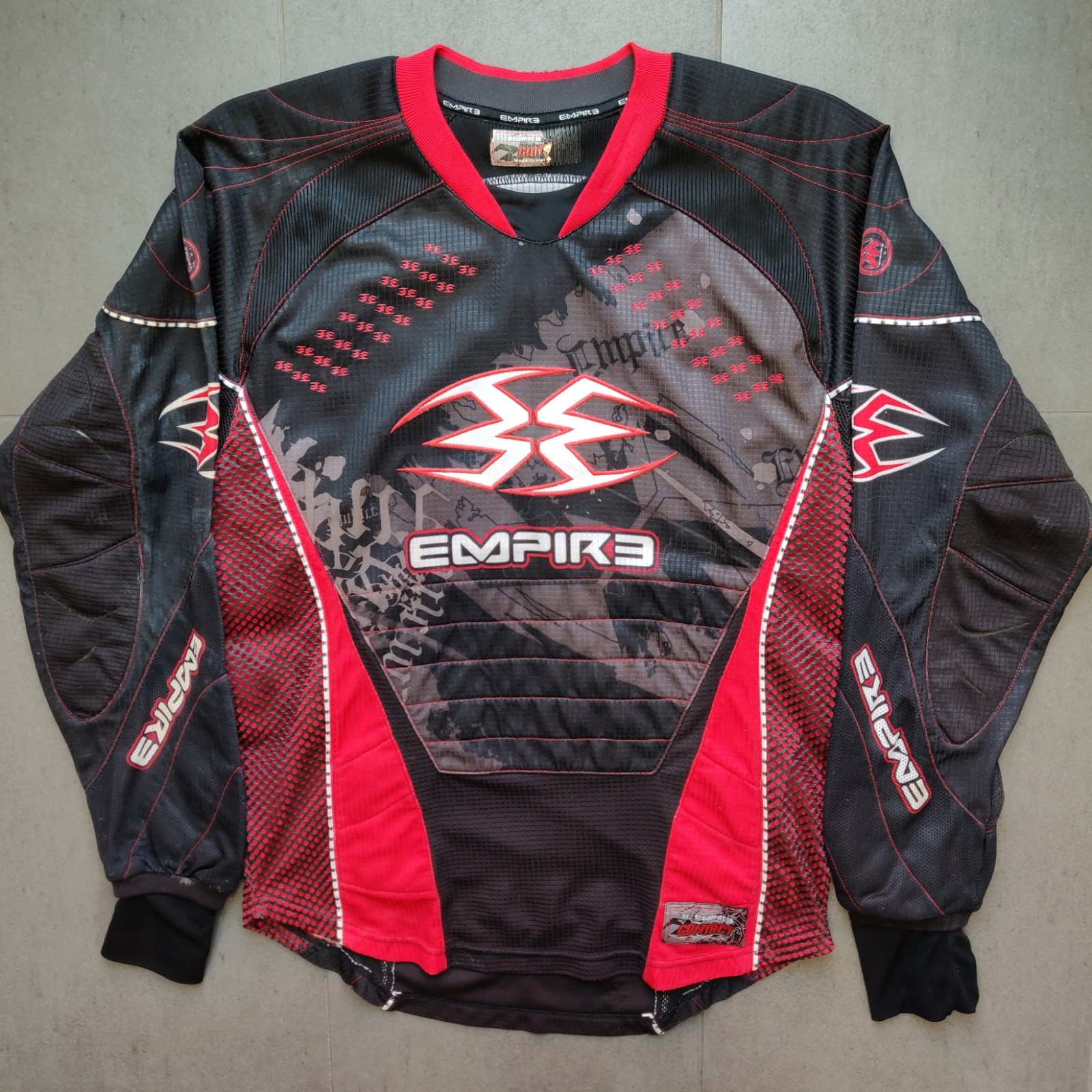 Vintage Y2K Empire Contact Red Padded Paintball Jersey Mens S Cyber Goth Grunge