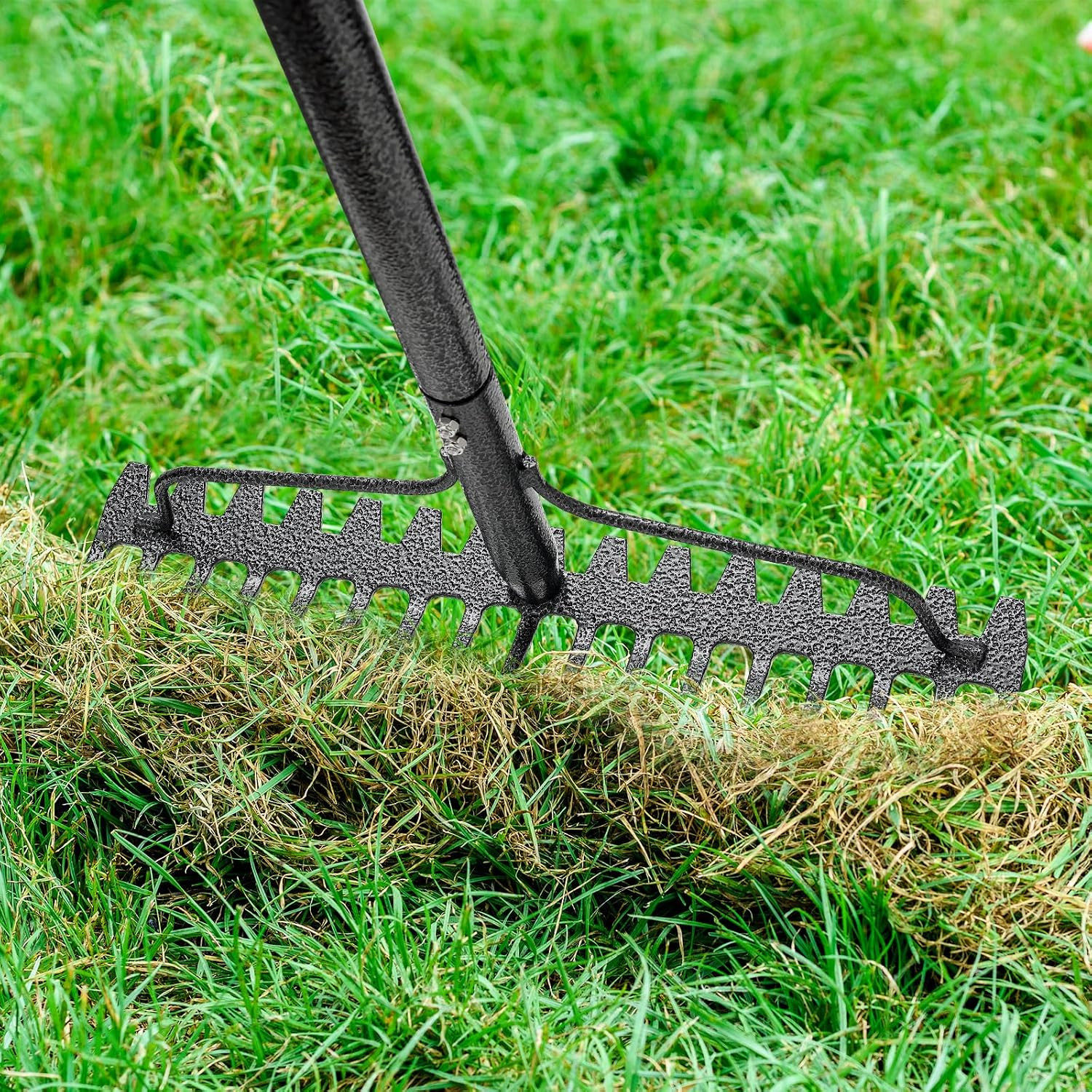 Garden Rake, 17" Extra Wide Double-Sided Head, 63" Heavy Duty Lightweight Stainl