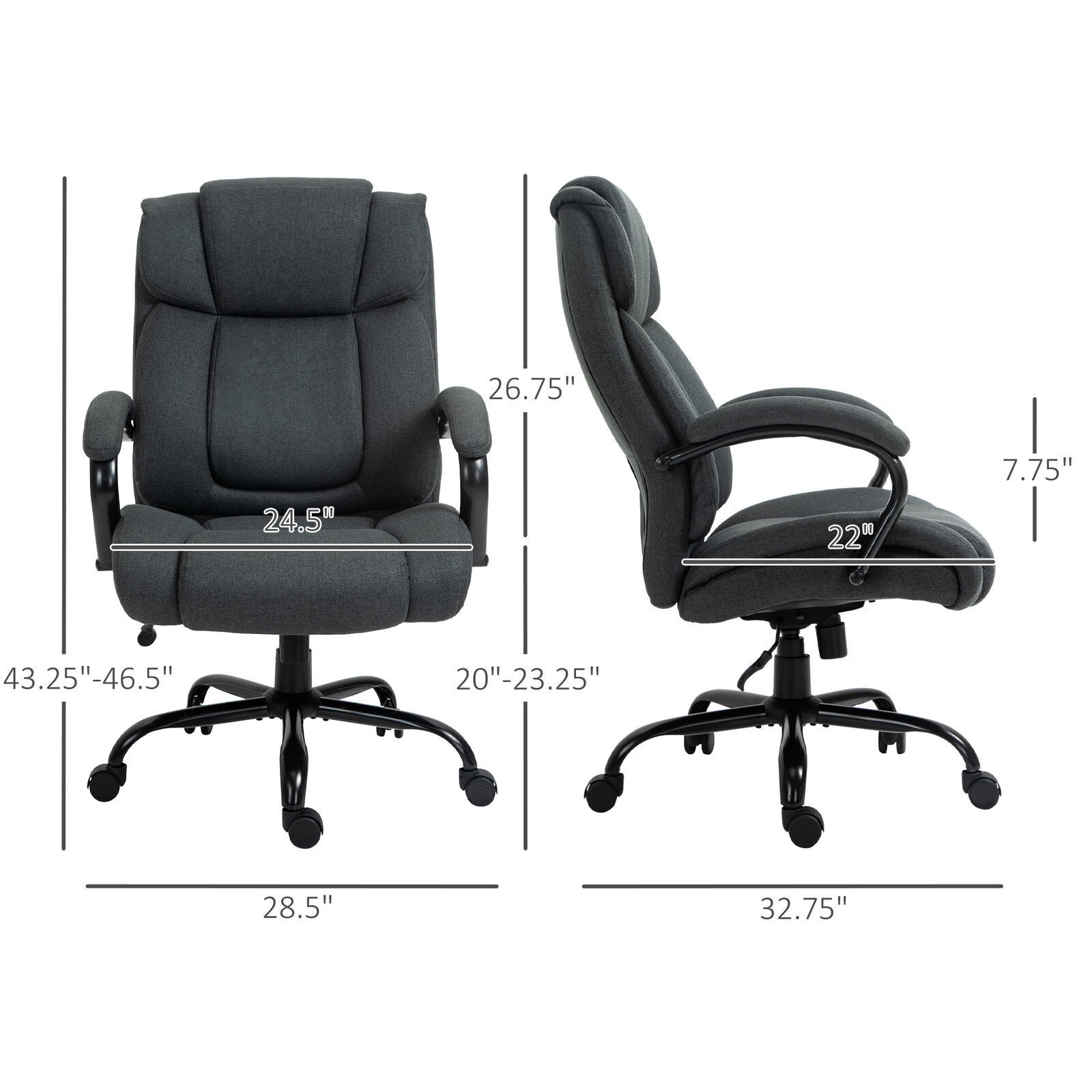 High Back Computer Office Chair Task Ergonomic Reclining Armchair 485lb Capacity