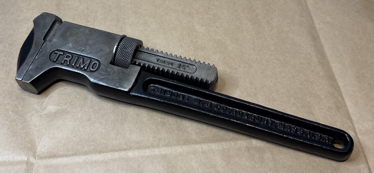 TRIMO 15” Pipe Wrench Machinist Tools Roxbury Mass. USA