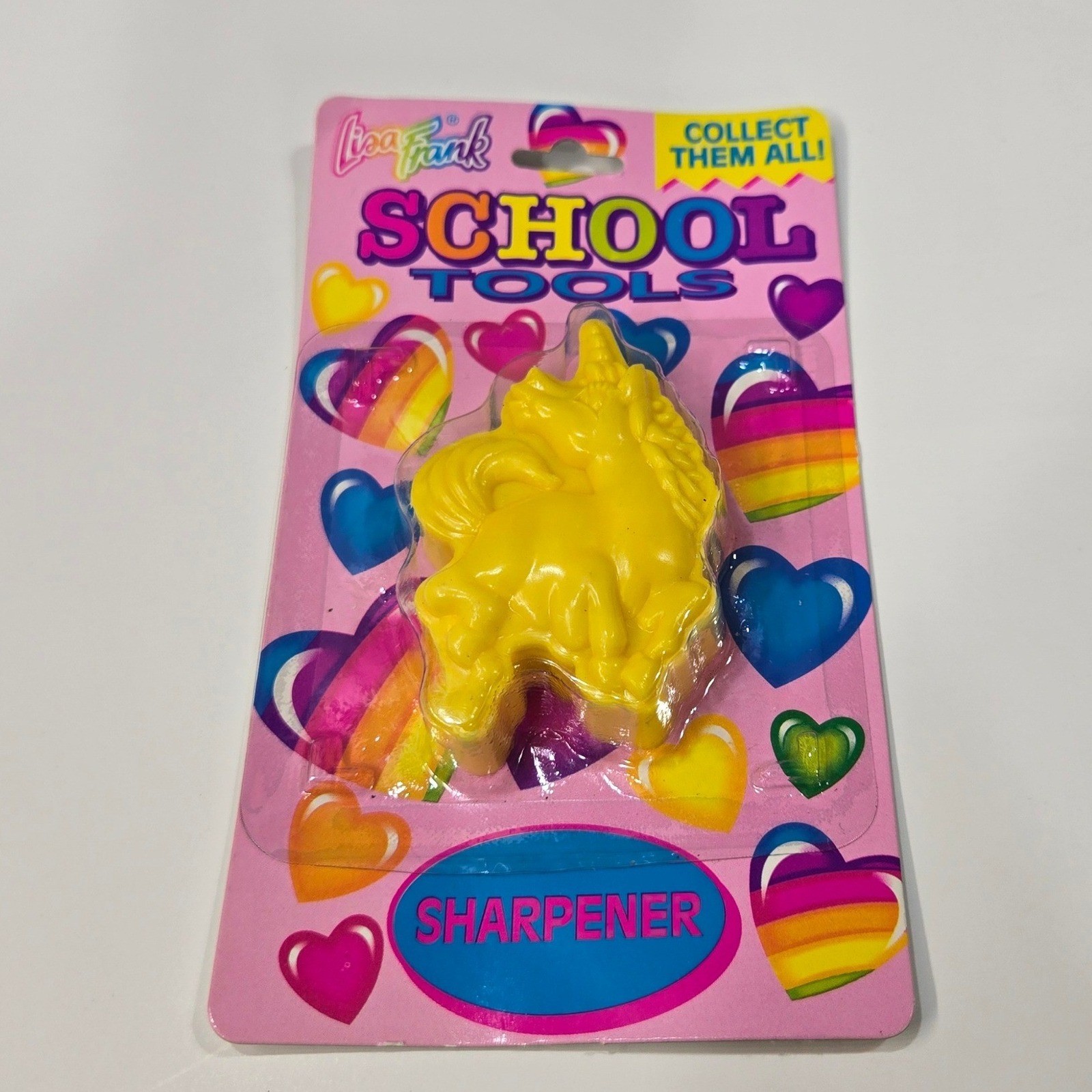 Vintage Lisa Frank Yellow Unicorn Pencil Sharpener School Stationery 1989 New