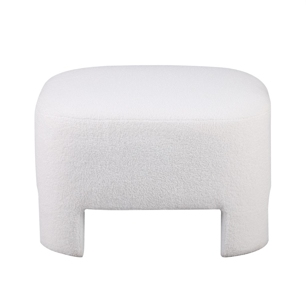 White Sherpa Ottoman w/ Square Arms, 28.74" L × 28.74" W, No Assembly