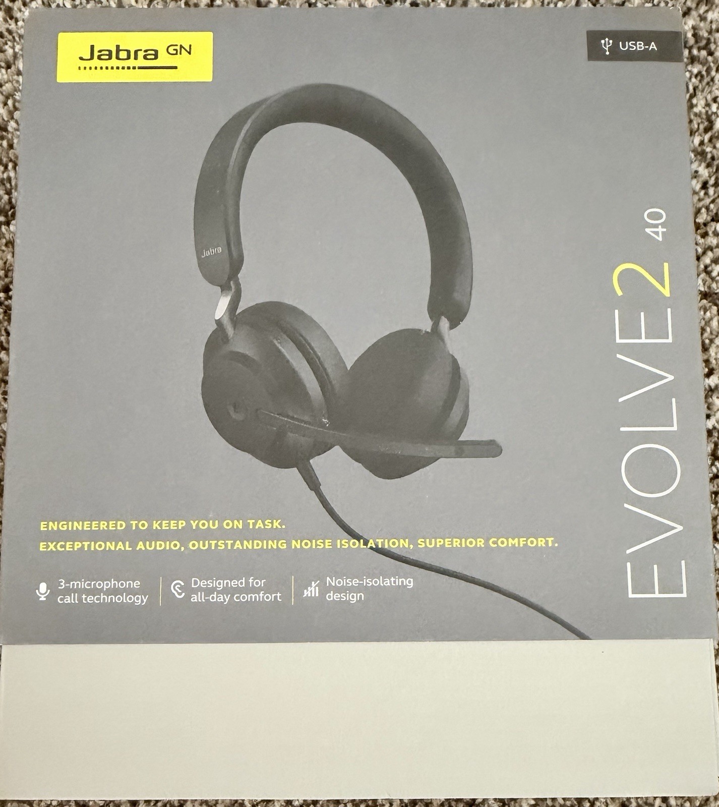 Jabra Evolve2 40 SE MS USB-A Wired Headset HSC130 With Box Case Manual