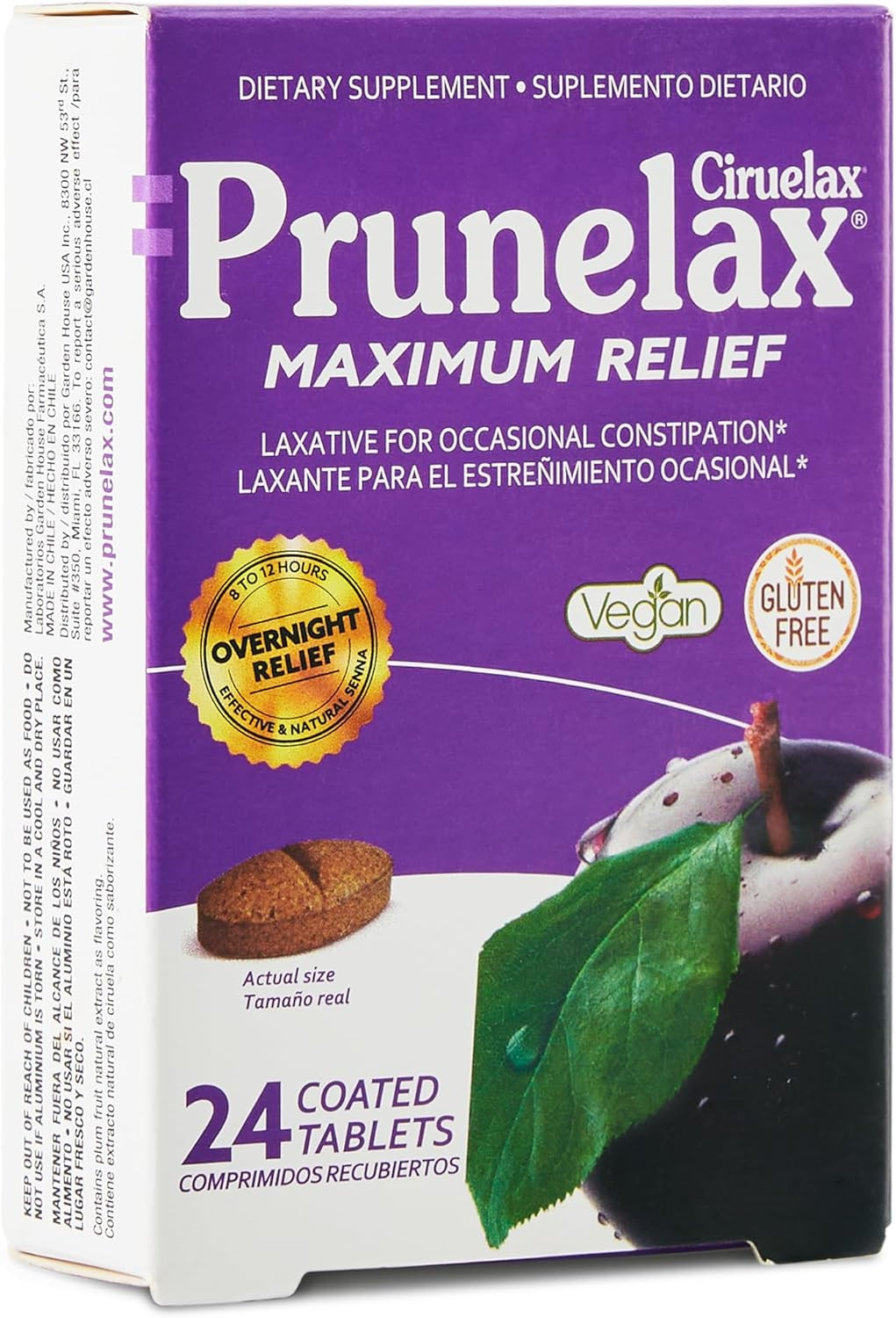Ciruelax Maximum Relief Laxative Tablets with Natural Senna /24 Coated Tablets.