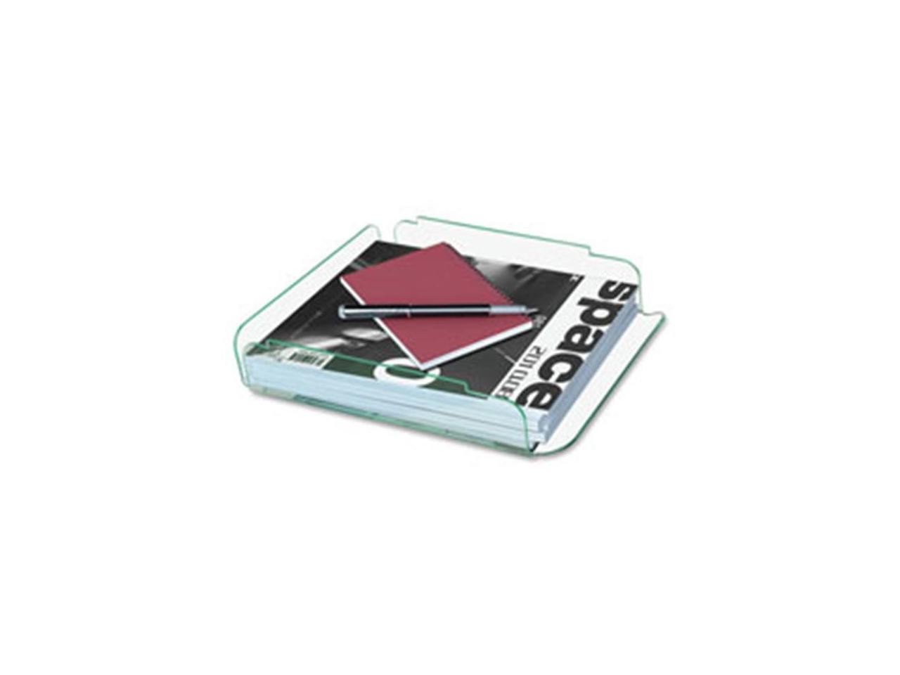 Lorell Single Stack Letter Tray 10"x13-1/4"x2-1/2" CL/GN Acrylic 80654
