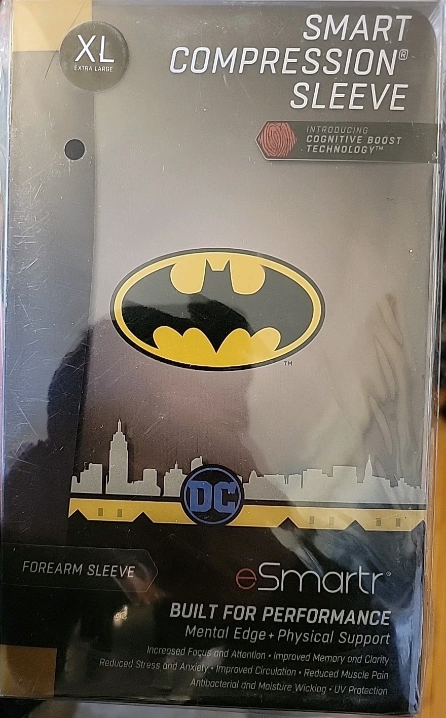New e Smartr Smart Compression Forearm Sleeve Sz XL Batman