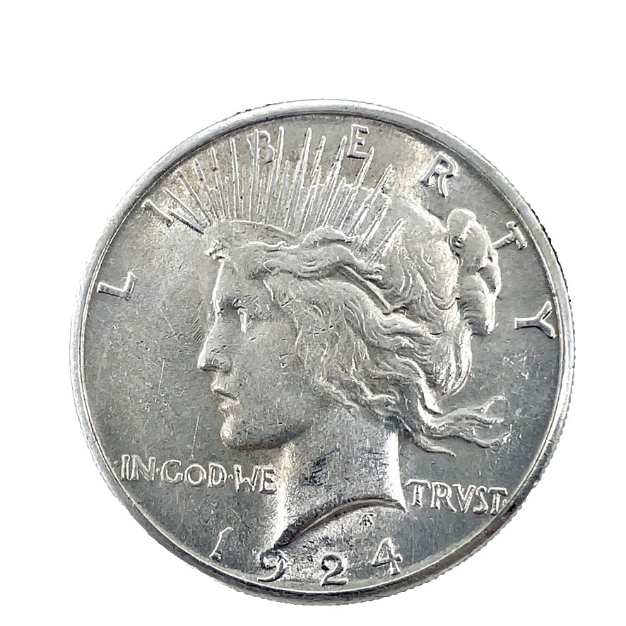 XF / AU 1924 S Peace Silver Dollar San Francisco Minted $1 U.S Coin # 495