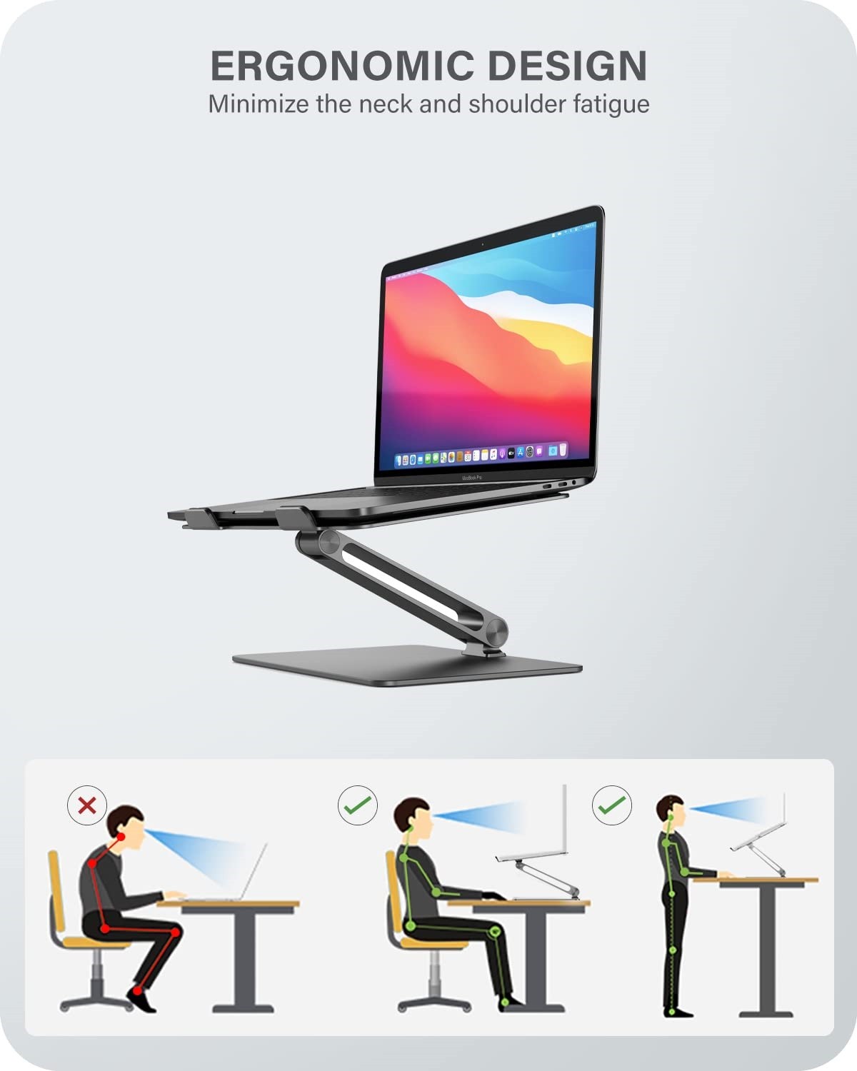 ALOGIC Elite Adjustable Laptop Stand, Ergonomic Riser Aluminium Design, Portable