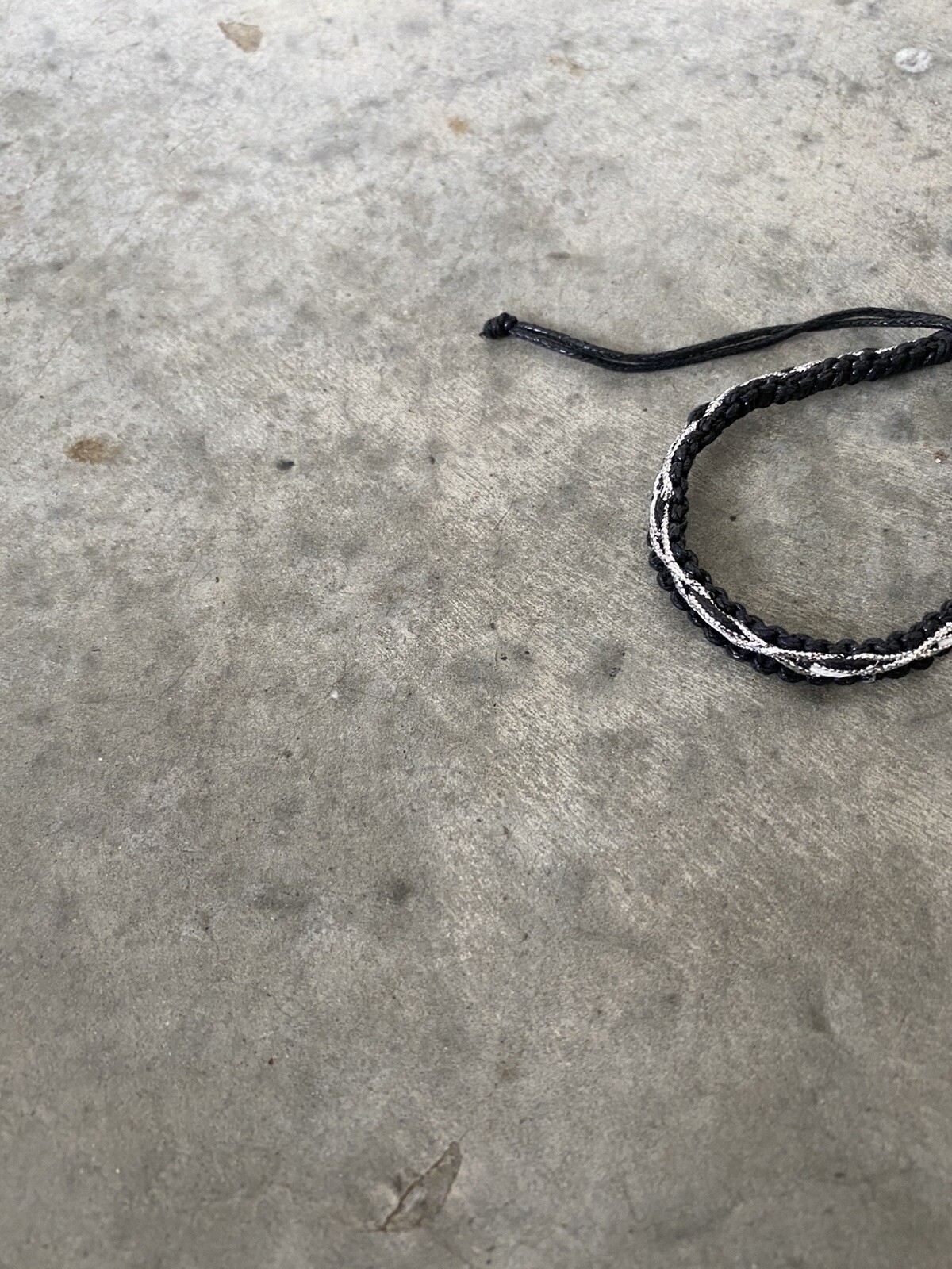 Silver Black Woven Rope Bracelet Artisan Handmade