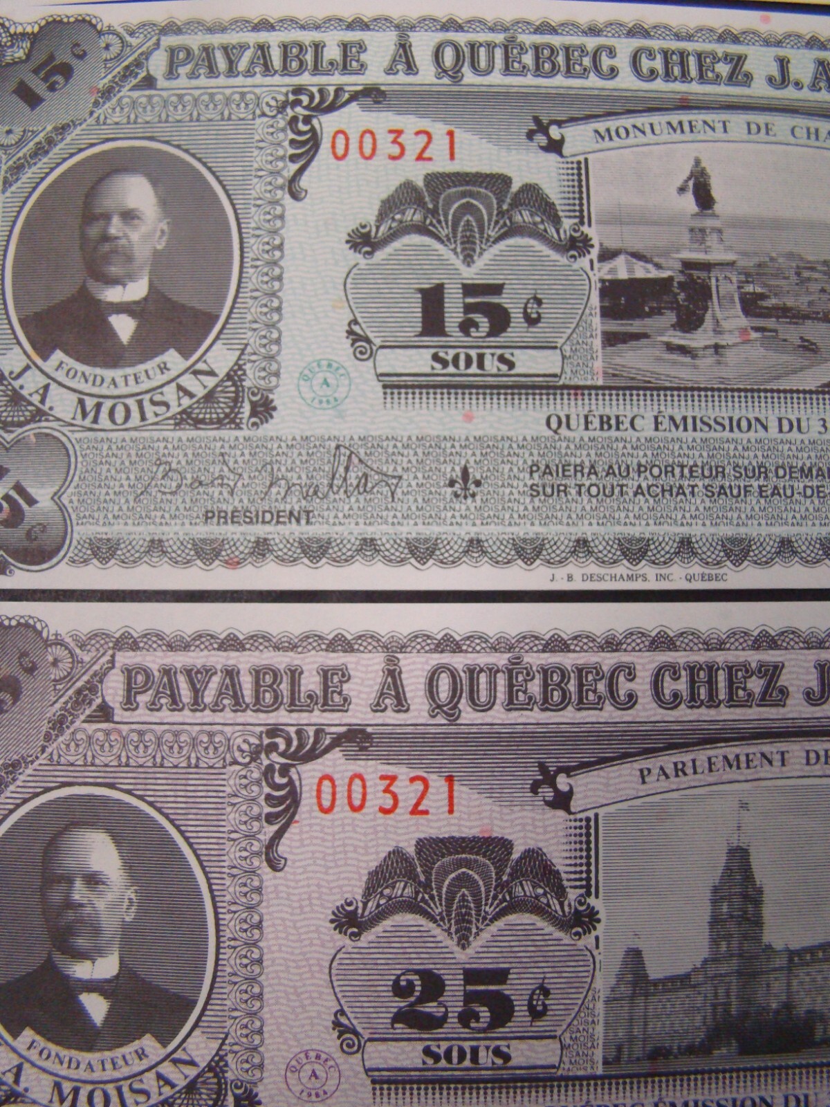 1984 Canada 3 Sous thru Dollar Moisan Quebec Matching Serial Numbers 12 Notes