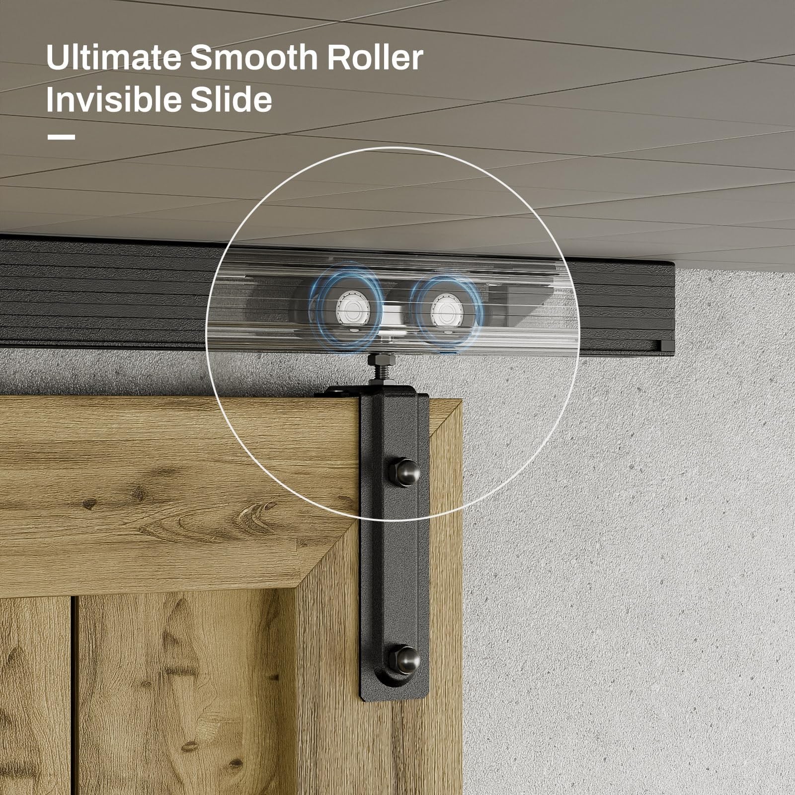 60"/5FT Ceiling Mount Box Rail Barn Door Hardware Heavy Duty Sliding Barn Doo...