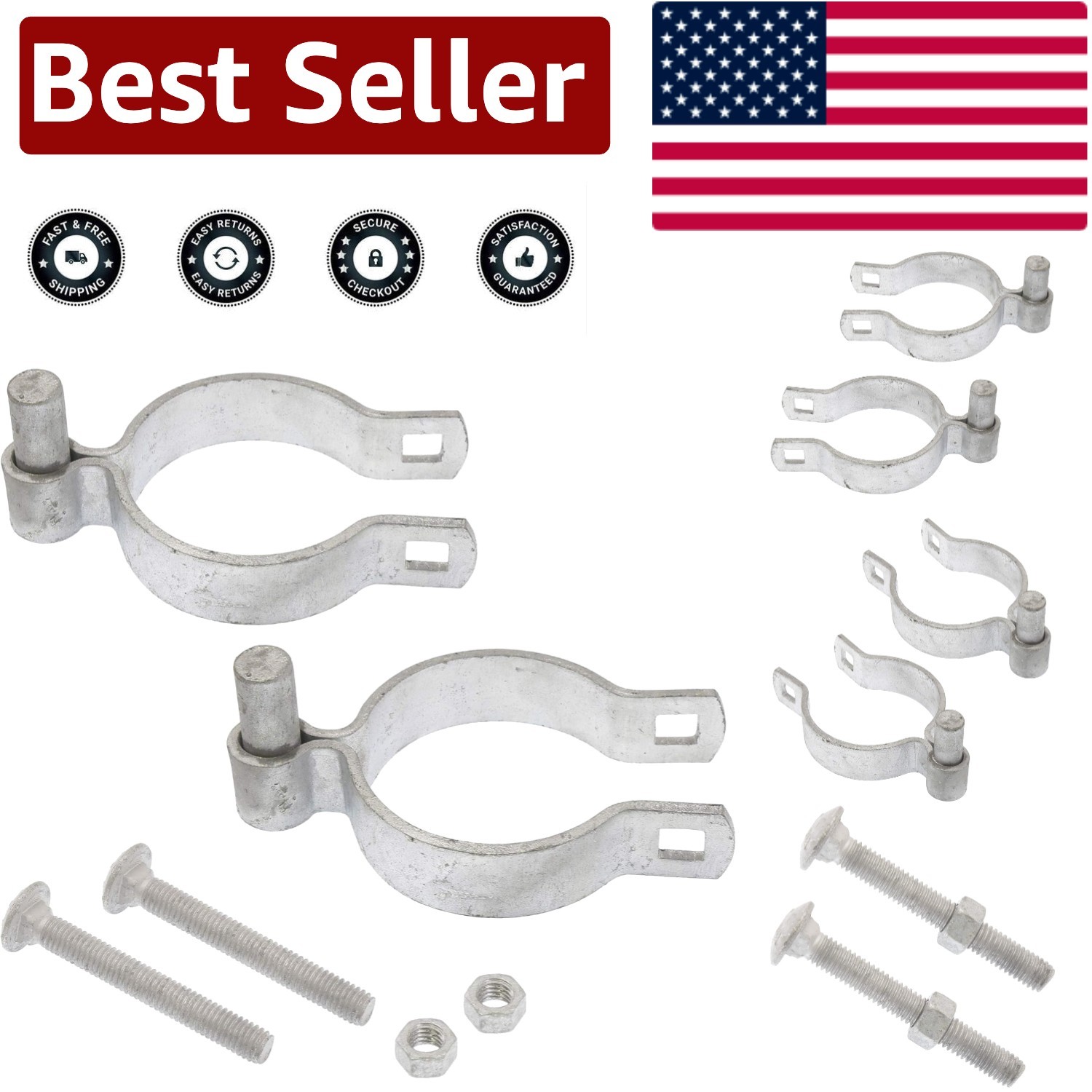Secure 3" Chain Link Gate Hinges - Heavy-Duty Steel with Mounting Hardware