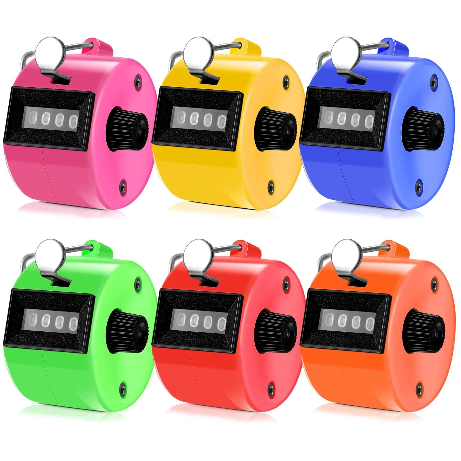 6 Pack Hand Tally Counter 4 Digit Mechanical Palm Clicker Plastic Hand Held C...