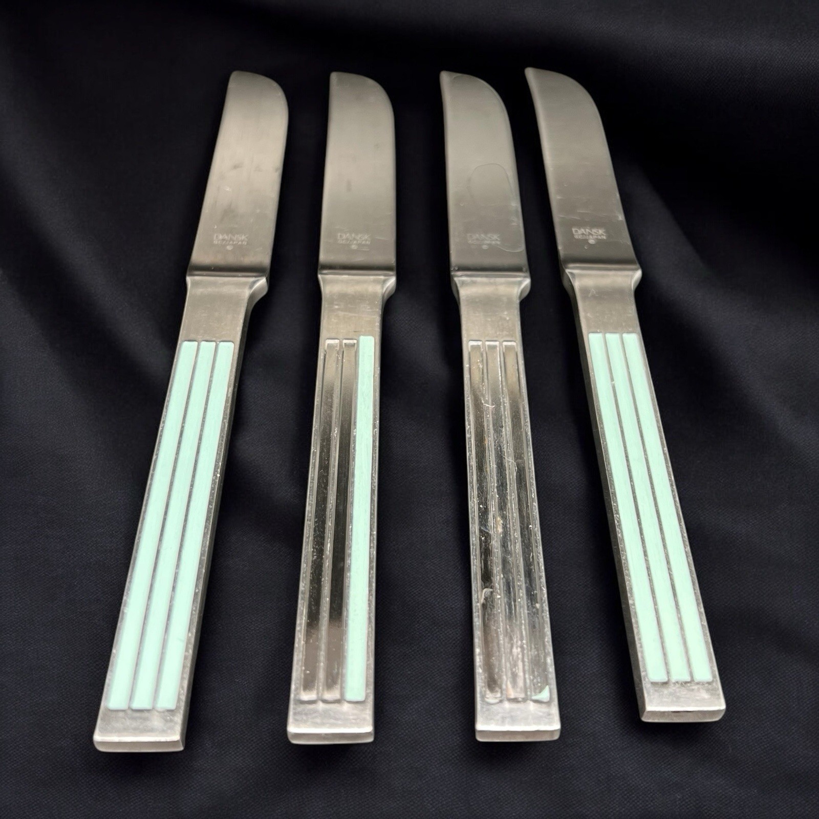 Dansk Thebe Turquoise Dinner Butter French Solid Knife Set 4 As Is