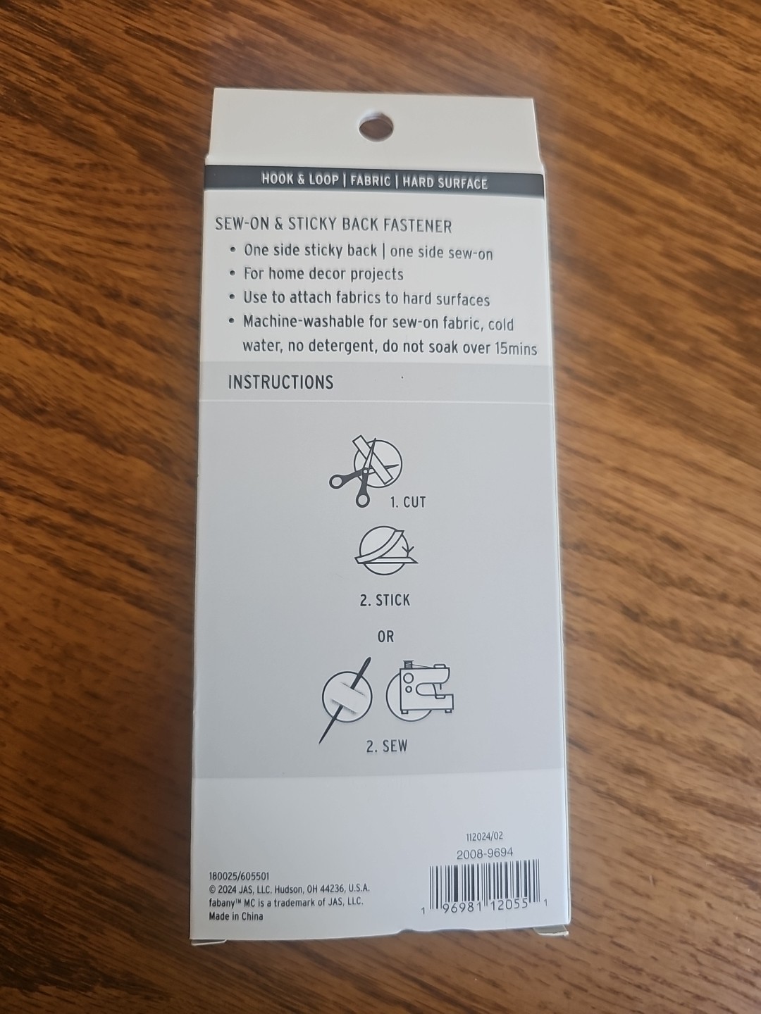 Fabany Sew-on & Sticky Back Fastener Hook & Loop 6’x1”