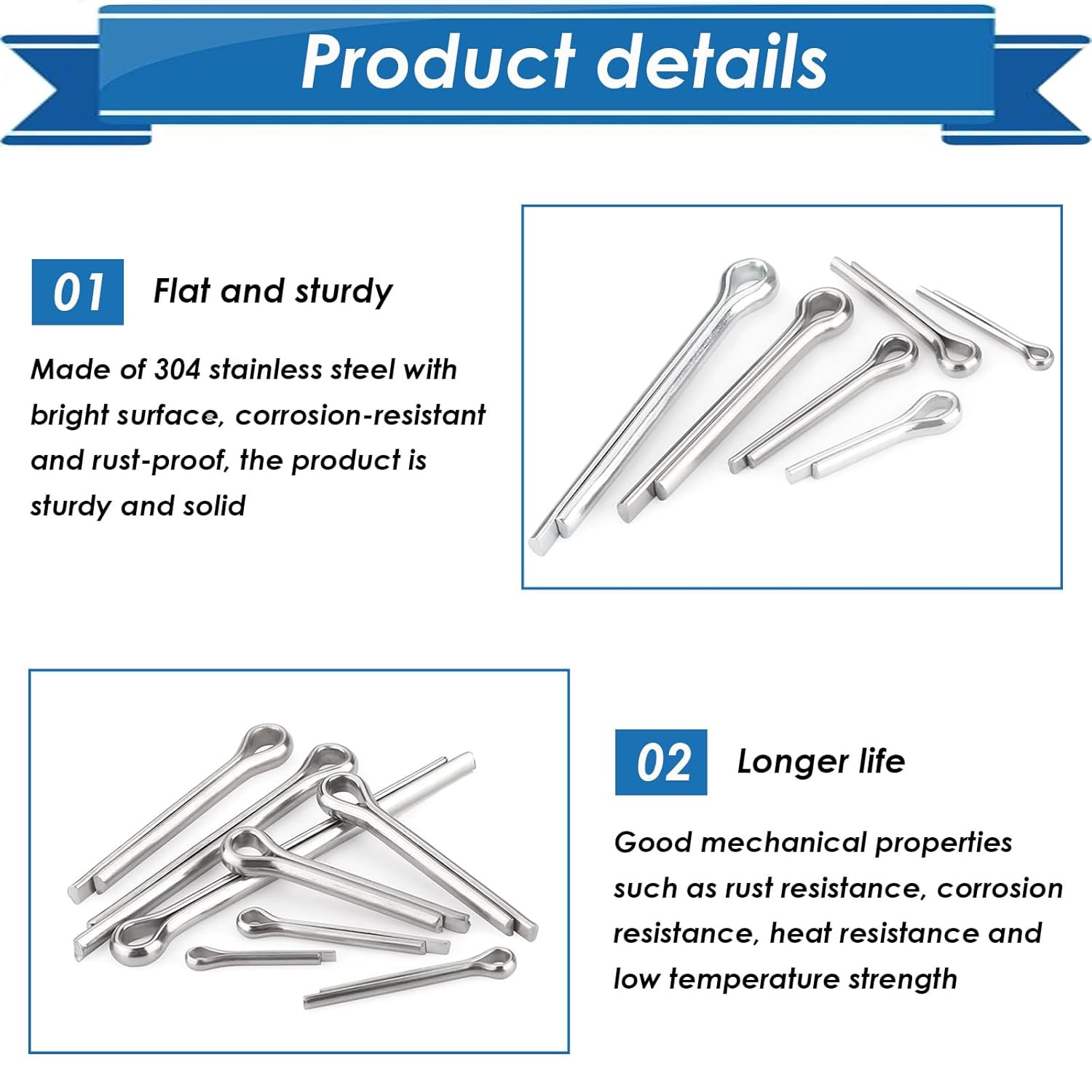 230Pcs Cotter Pin Assortment Kit - 304 Stainless Steel 12 Sizes Cotter Pin Set f