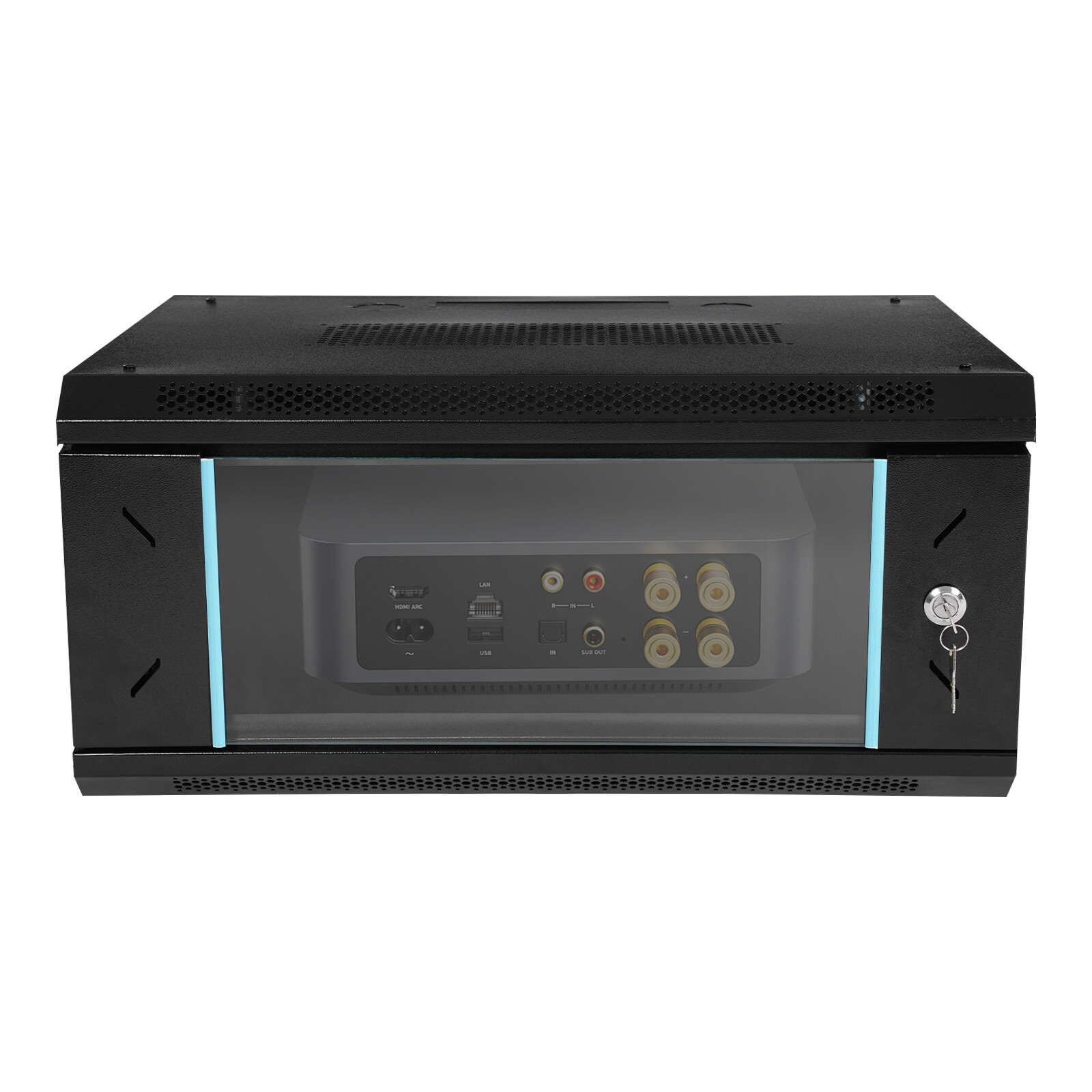 4U Rack Mount Server Cabinet Case Deep Drawer Lockable With Key Glass Door