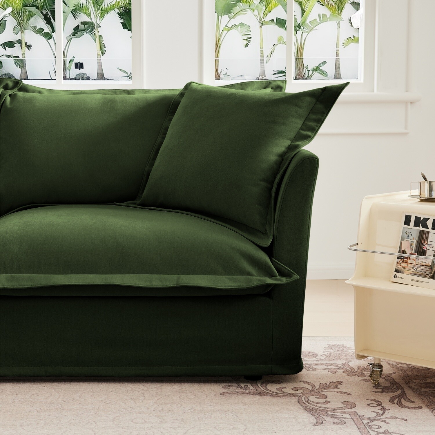 Single Sofa Upholstered Armchair Living Room Furniture with Pillows Green/Blue