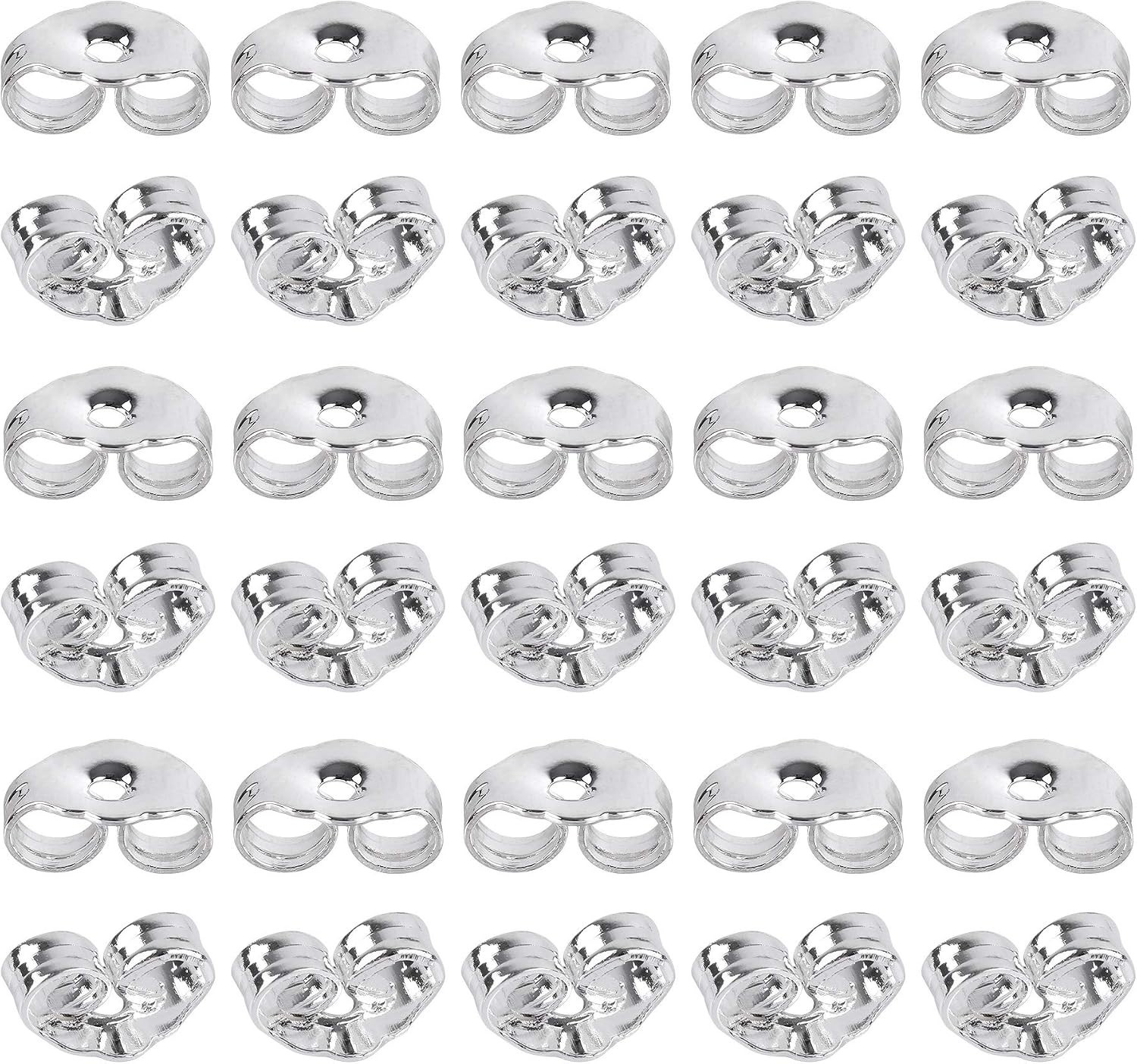 30Pcs/15 Pairs 925 Sterling Silver Earring Backs Replacement Secure Ear Locking,