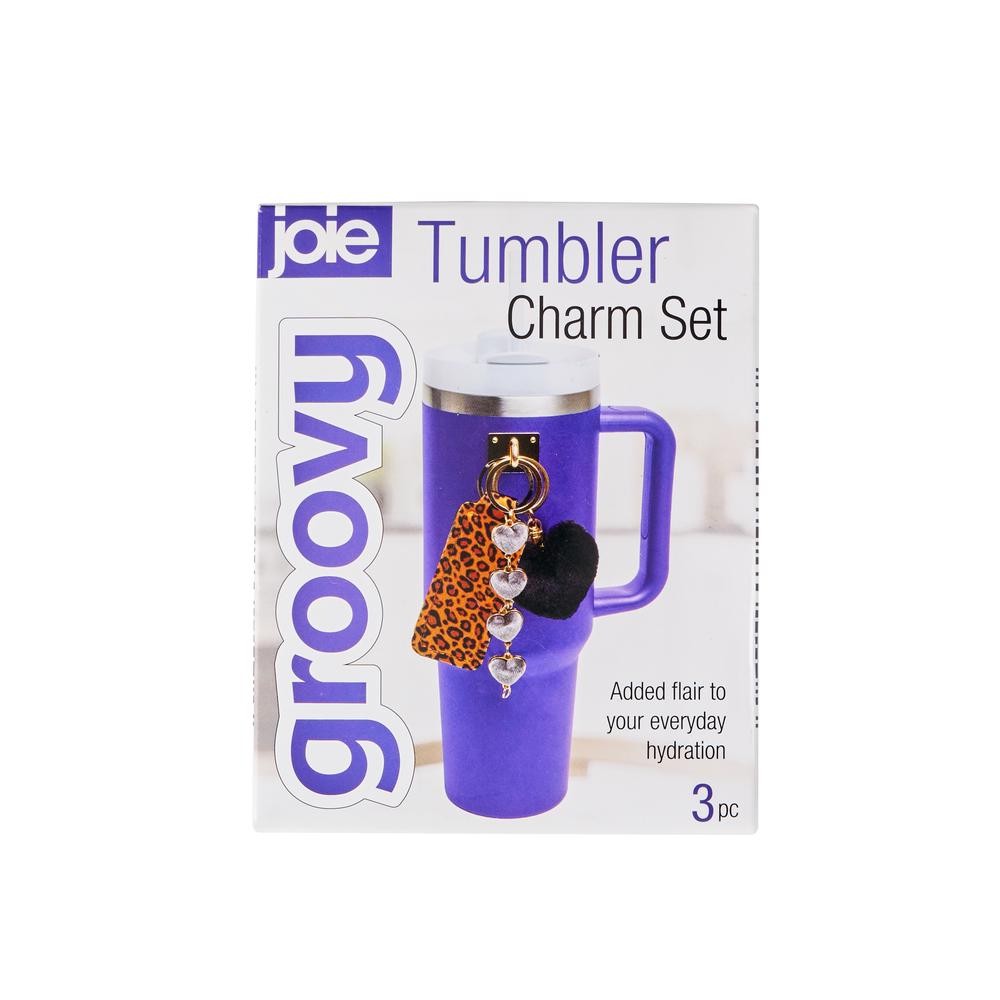 Joie Groovy Tumbler Charm Set, 3 Piece (Red/yellow/green/white/blue) - 15x10x2.5