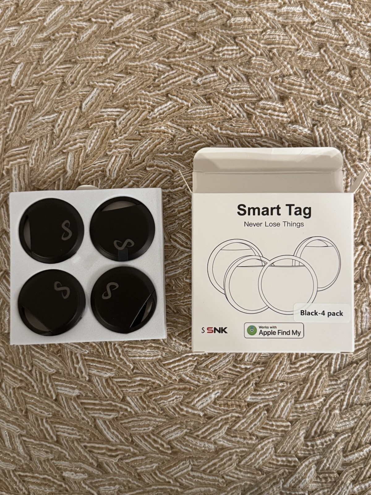 4 Pack - SNK Smart Tag Bluetooth Tracker Works with Apple Find My – Keys Locator