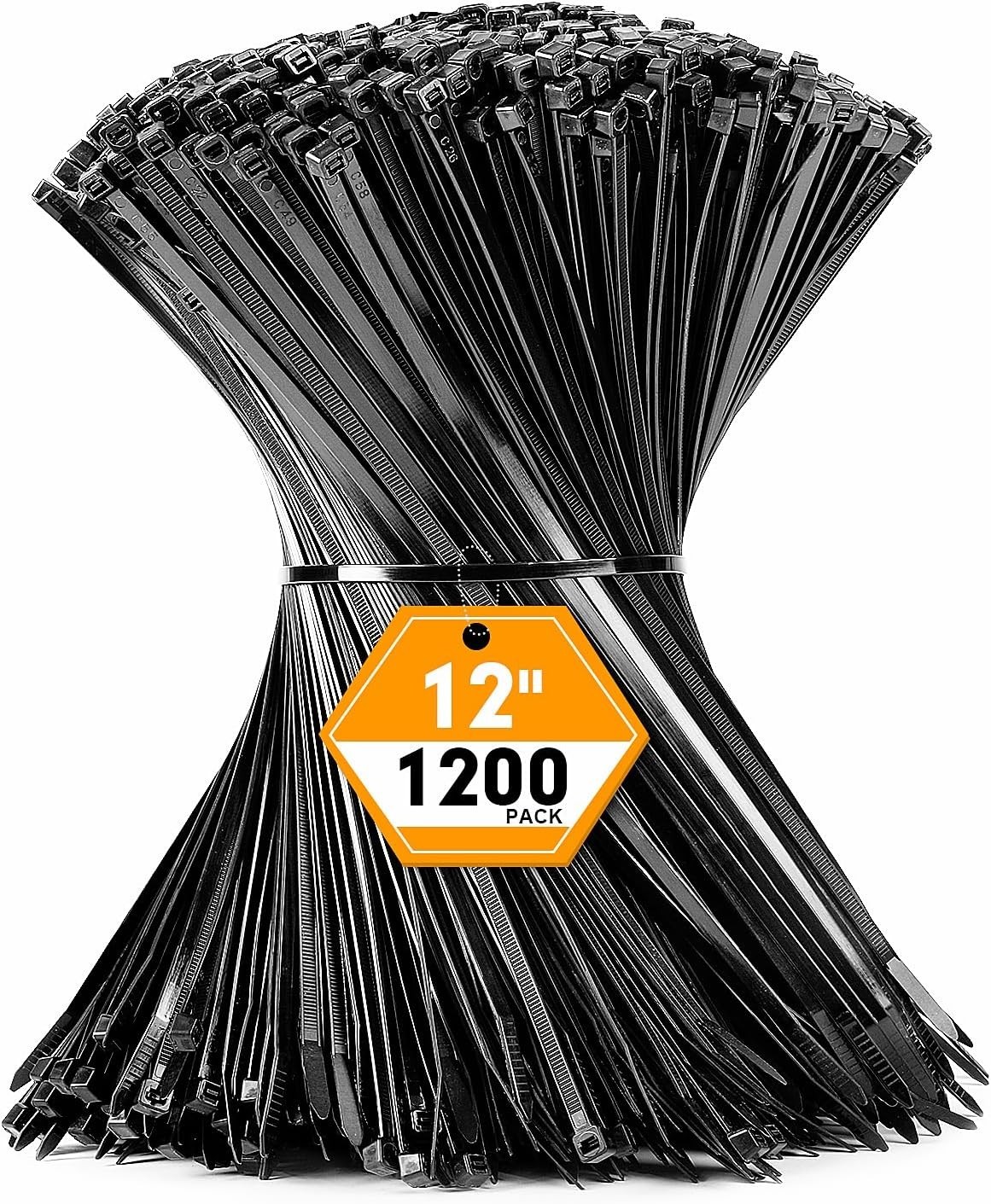 Bridas de plástico, 1200 bridas de plástico negras de 12 pulgadas, bridas