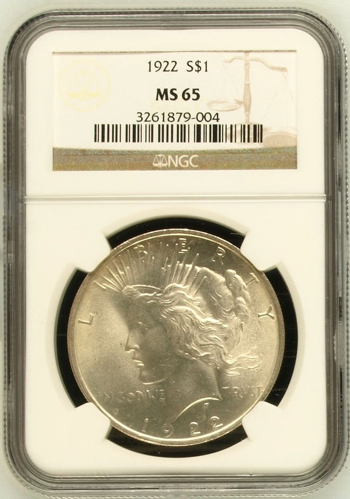 1922 Peace Silver Dollar NGC MS-65